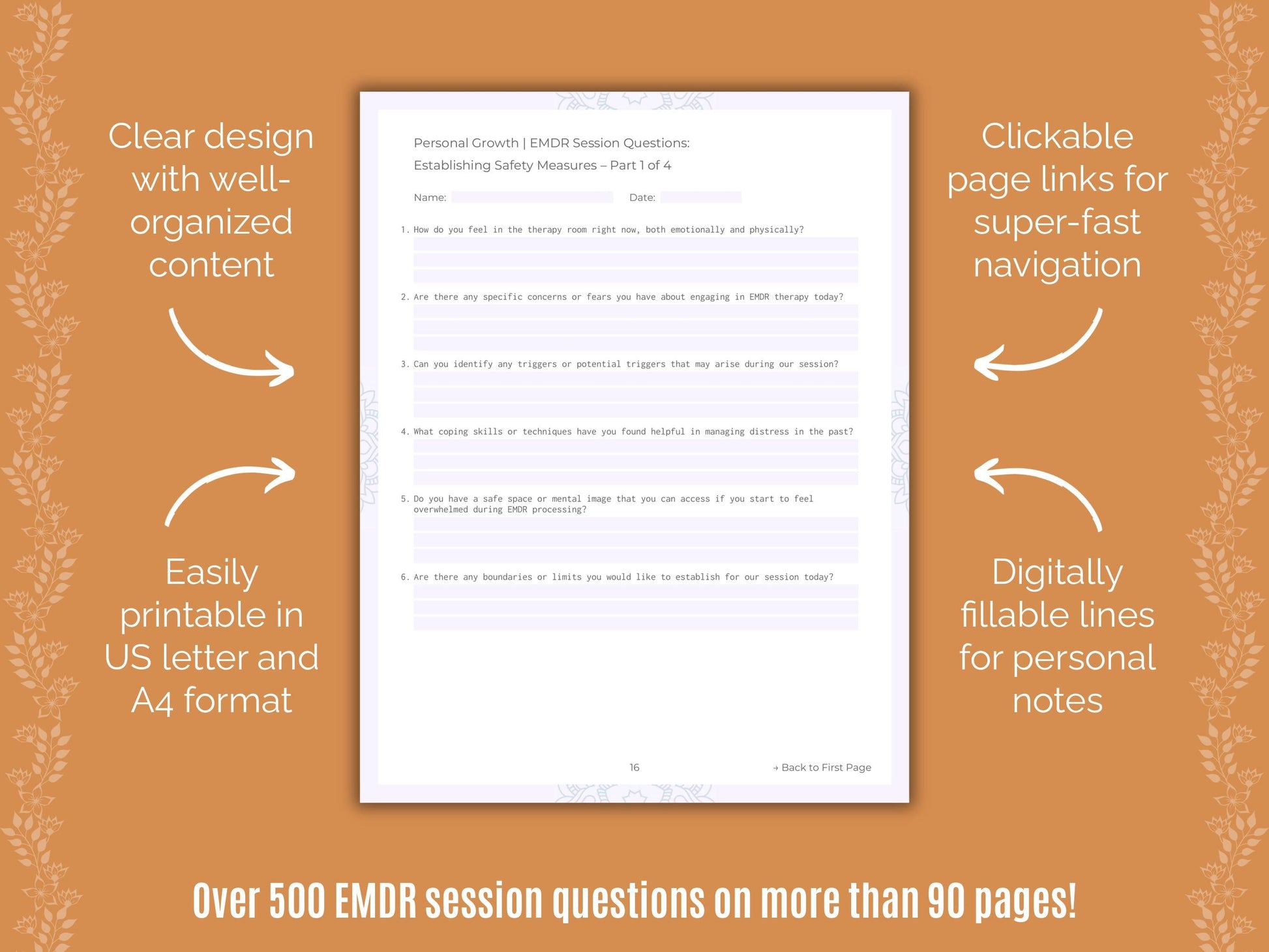 Personal Growth Eye Movement Desensitization and Reprocessing (EMDR) Counseling Templates