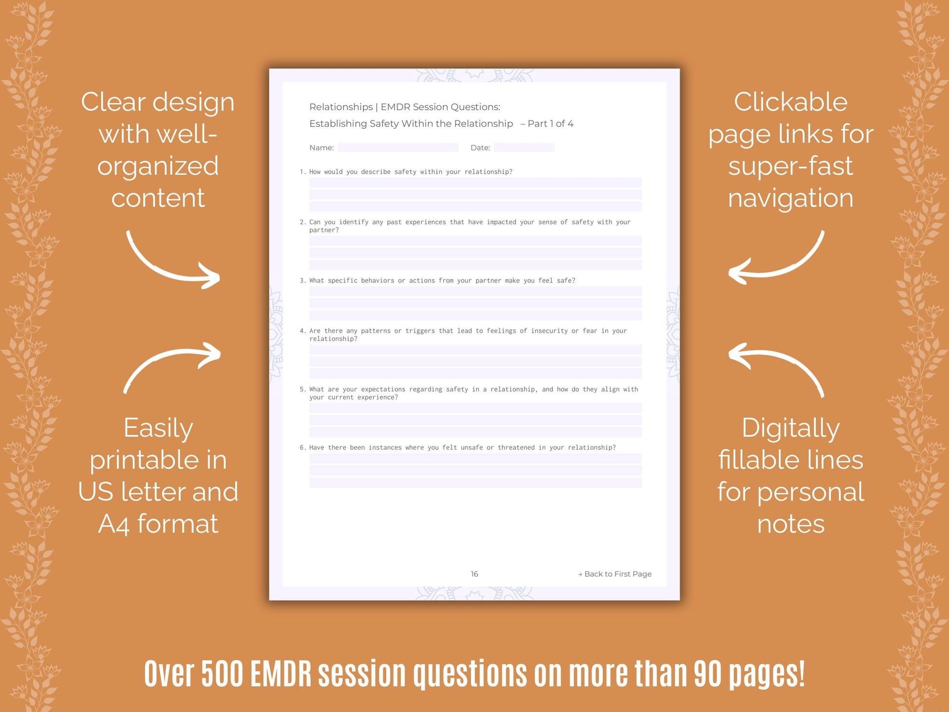 Relationships Eye Movement Desensitization and Reprocessing (EMDR) Counseling Templates