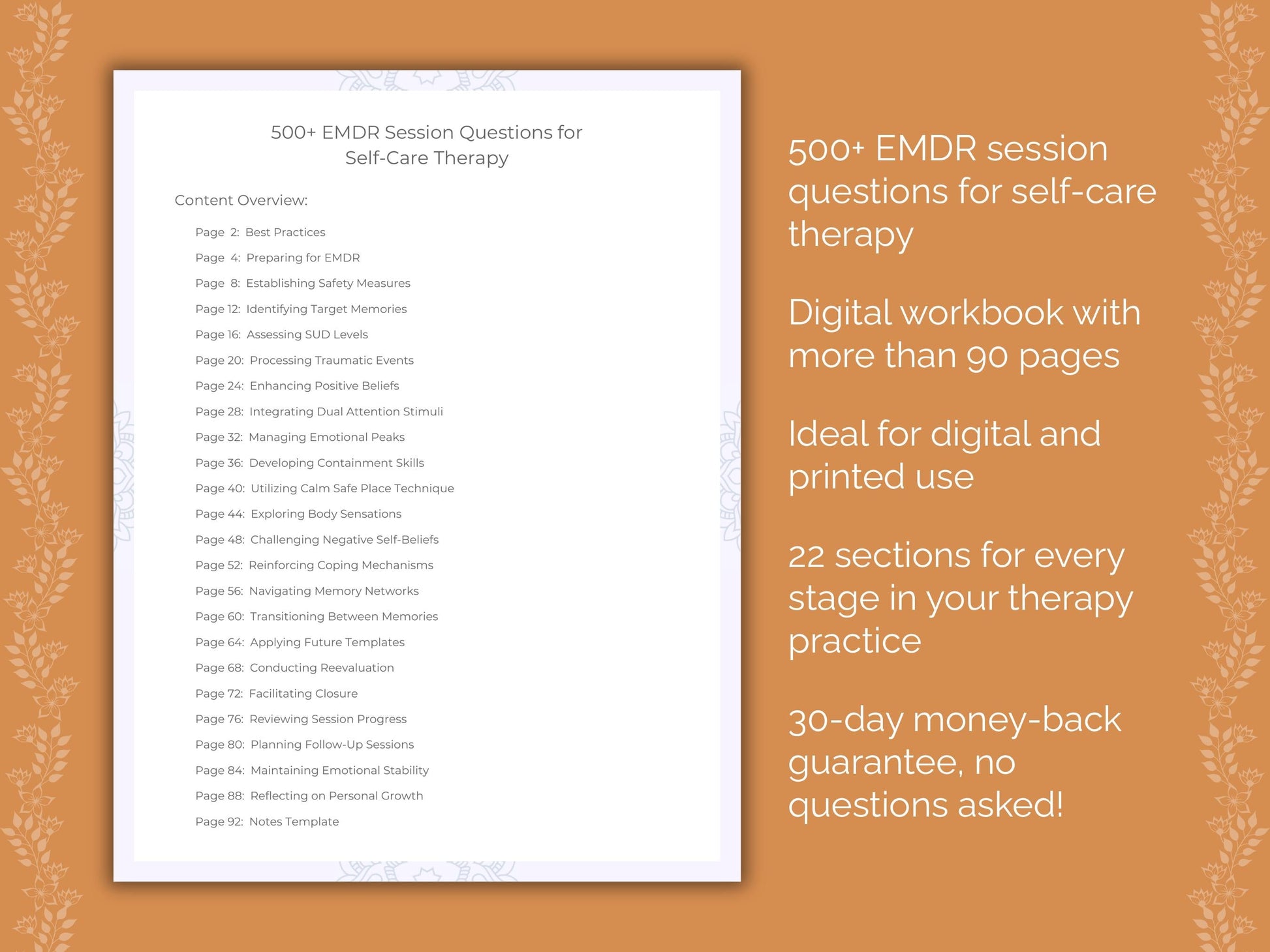 Self-Care Eye Movement Desensitization and Reprocessing (EMDR) Therapist Worksheets