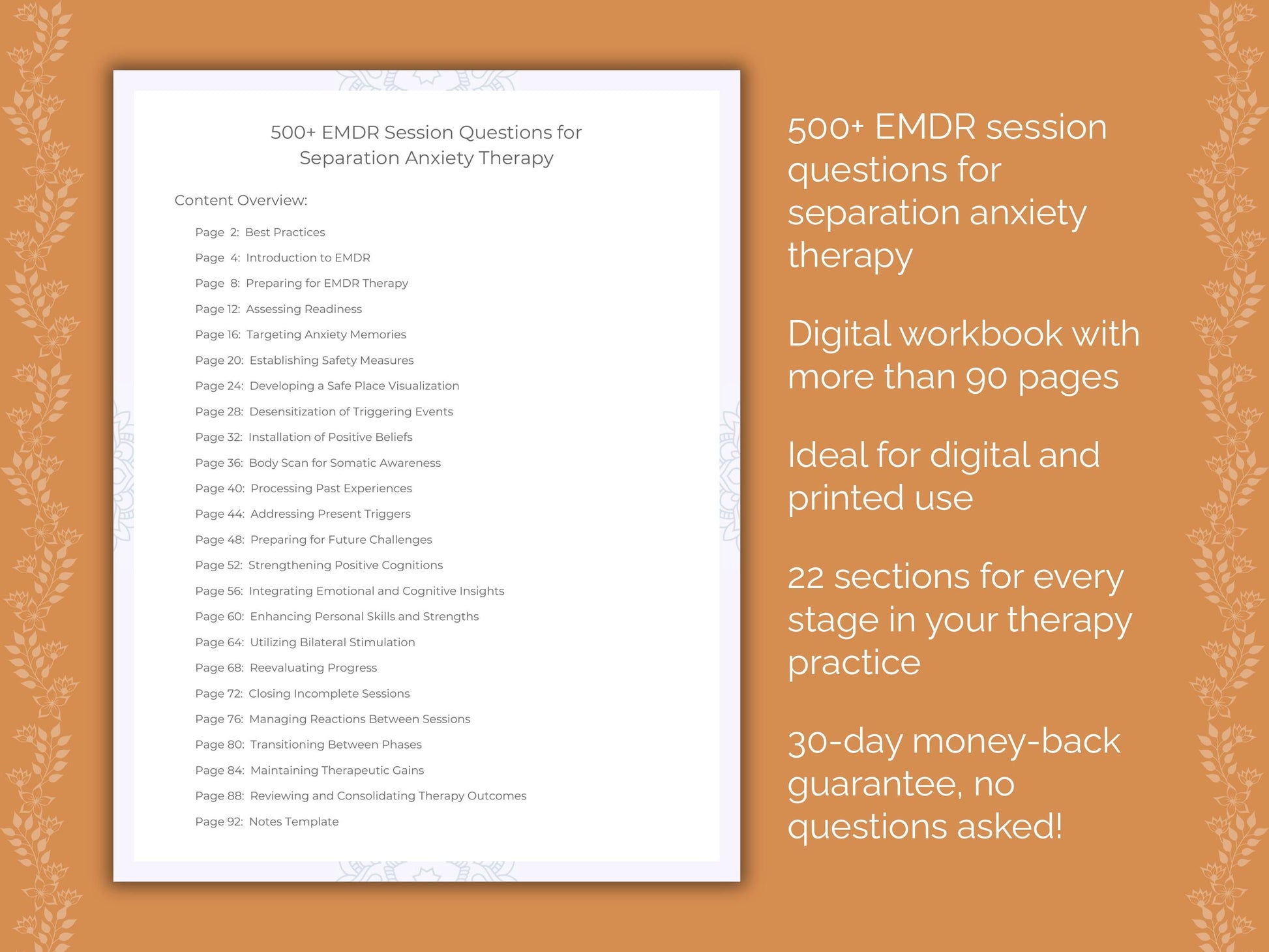 Separation Anxiety Eye Movement Desensitization and Reprocessing (EMDR) Therapist Worksheets