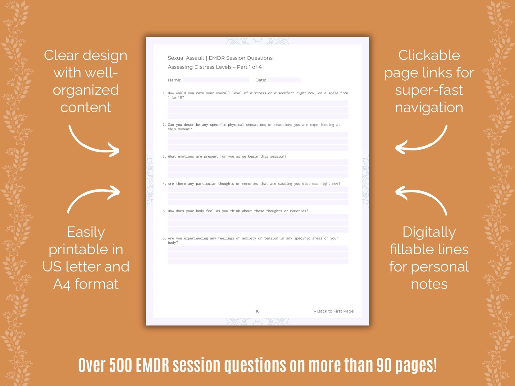 Sexual Assault Eye Movement Desensitization and Reprocessing (EMDR) Counseling Templates