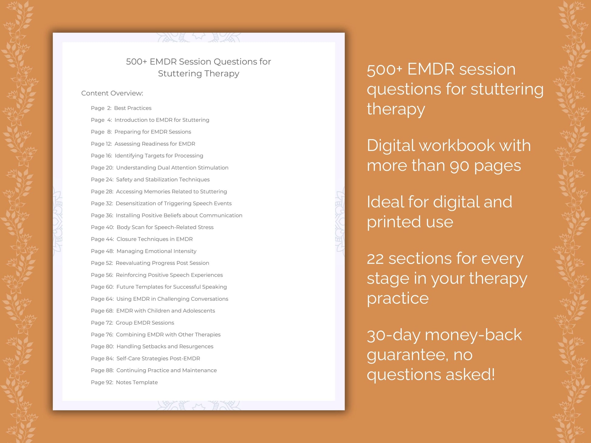 Stuttering Eye Movement Desensitization and Reprocessing (EMDR) Therapist Worksheets