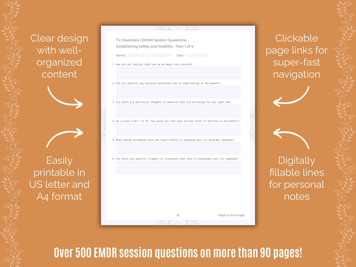 Tic Disorders Eye Movement Desensitization and Reprocessing (EMDR) Counseling Templates