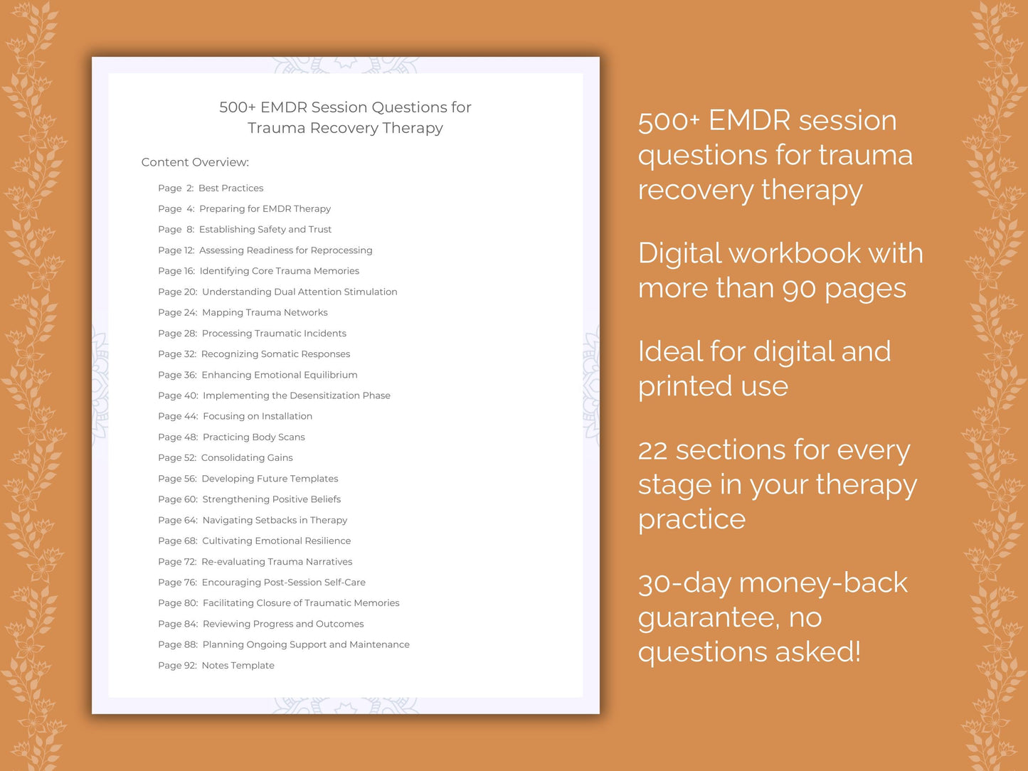 Trauma Recovery Eye Movement Desensitization and Reprocessing (EMDR) Therapist Worksheets