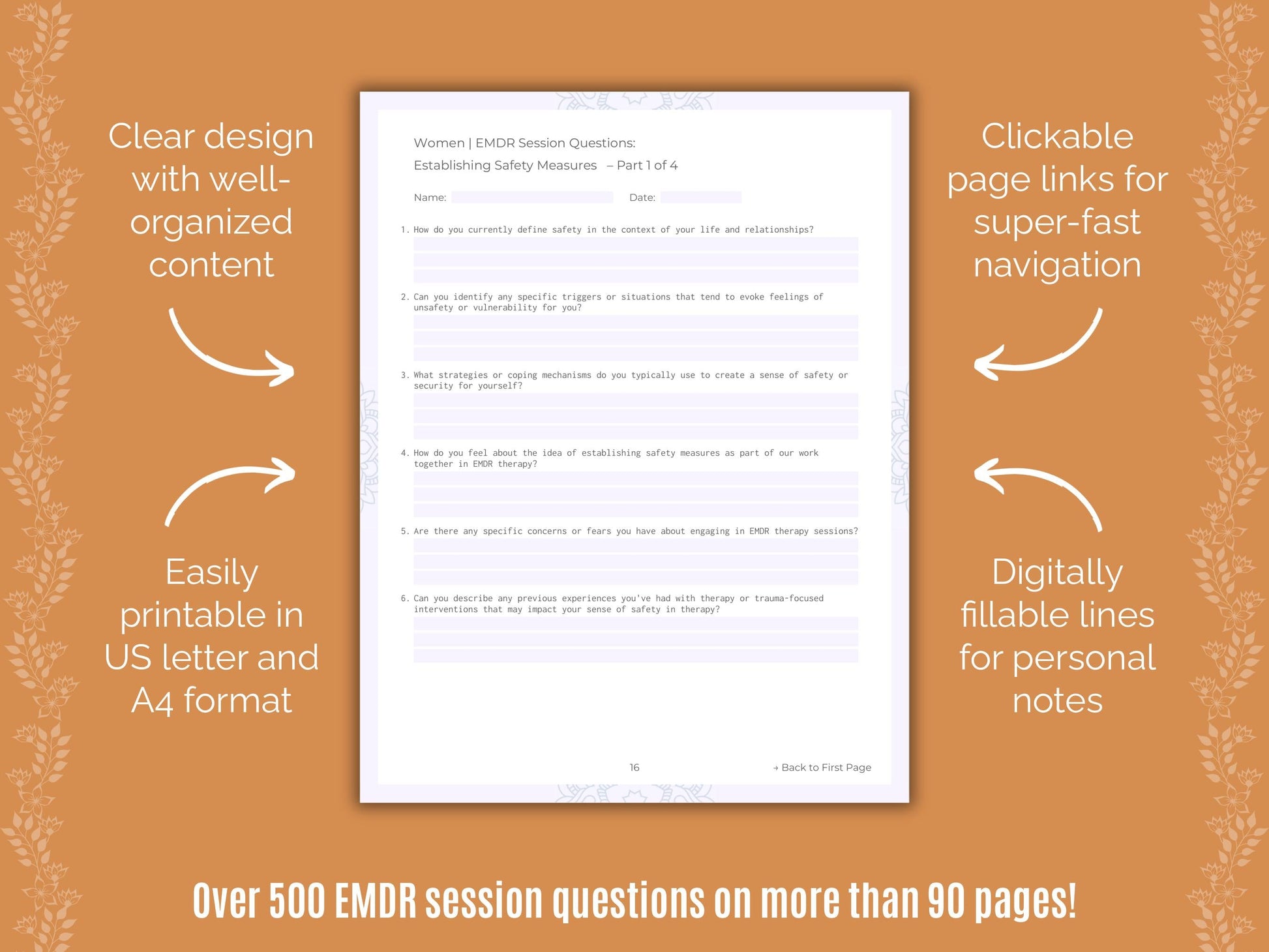 Women Eye Movement Desensitization and Reprocessing (EMDR) Counseling Templates