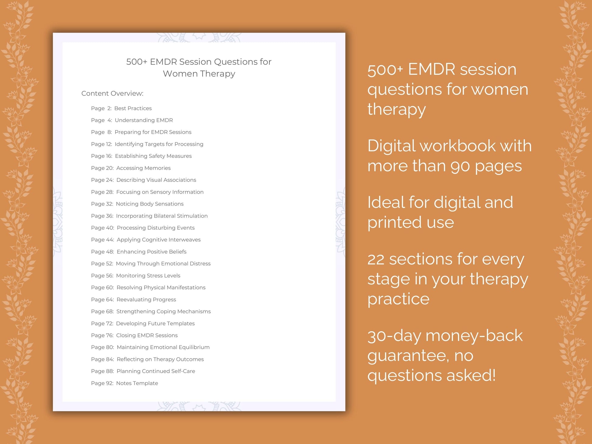 Women Eye Movement Desensitization and Reprocessing (EMDR) Therapist Worksheets