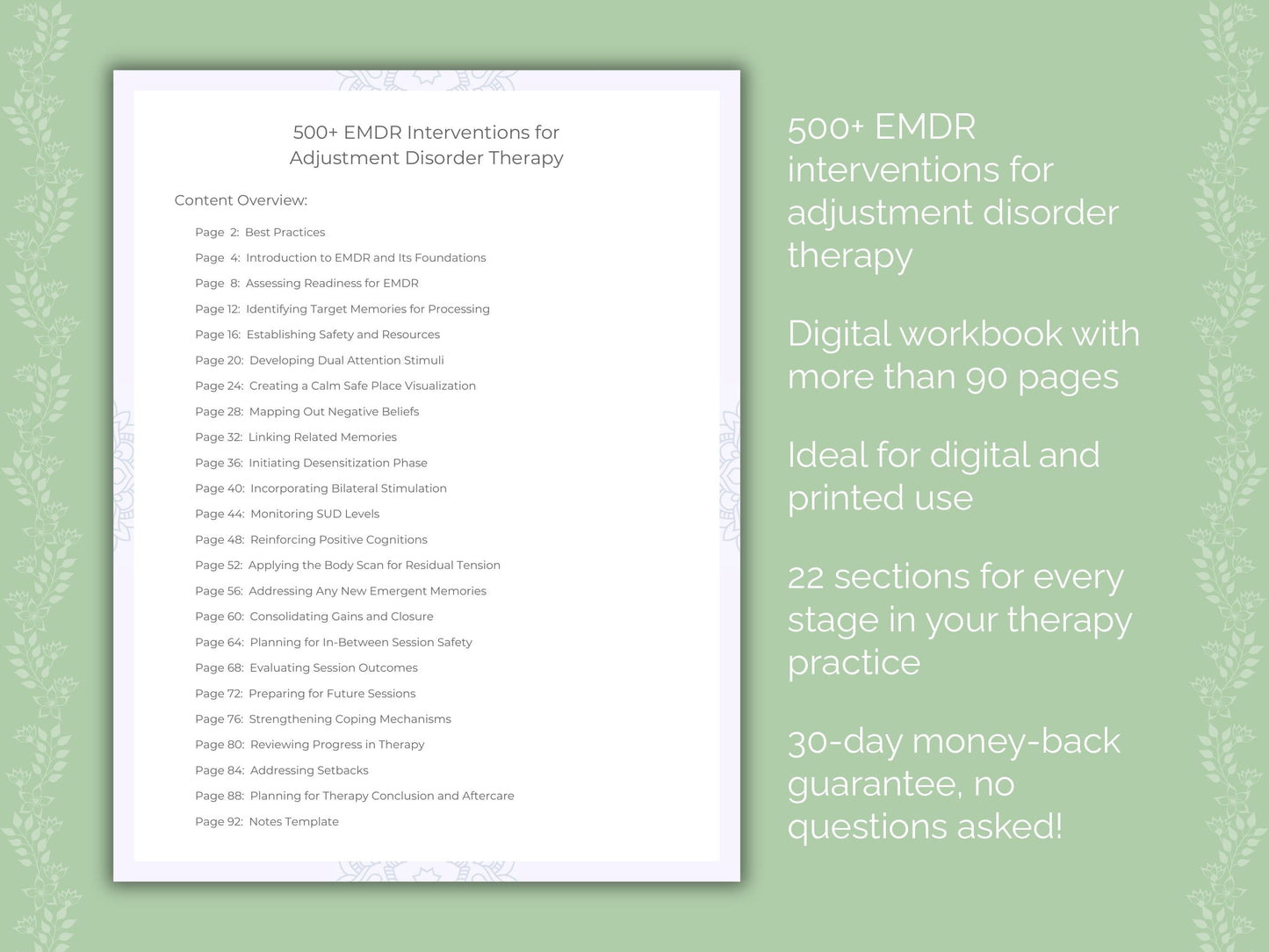 Adjustment Disorder Eye Movement Desensitization and Reprocessing (EMDR) Therapist Worksheets