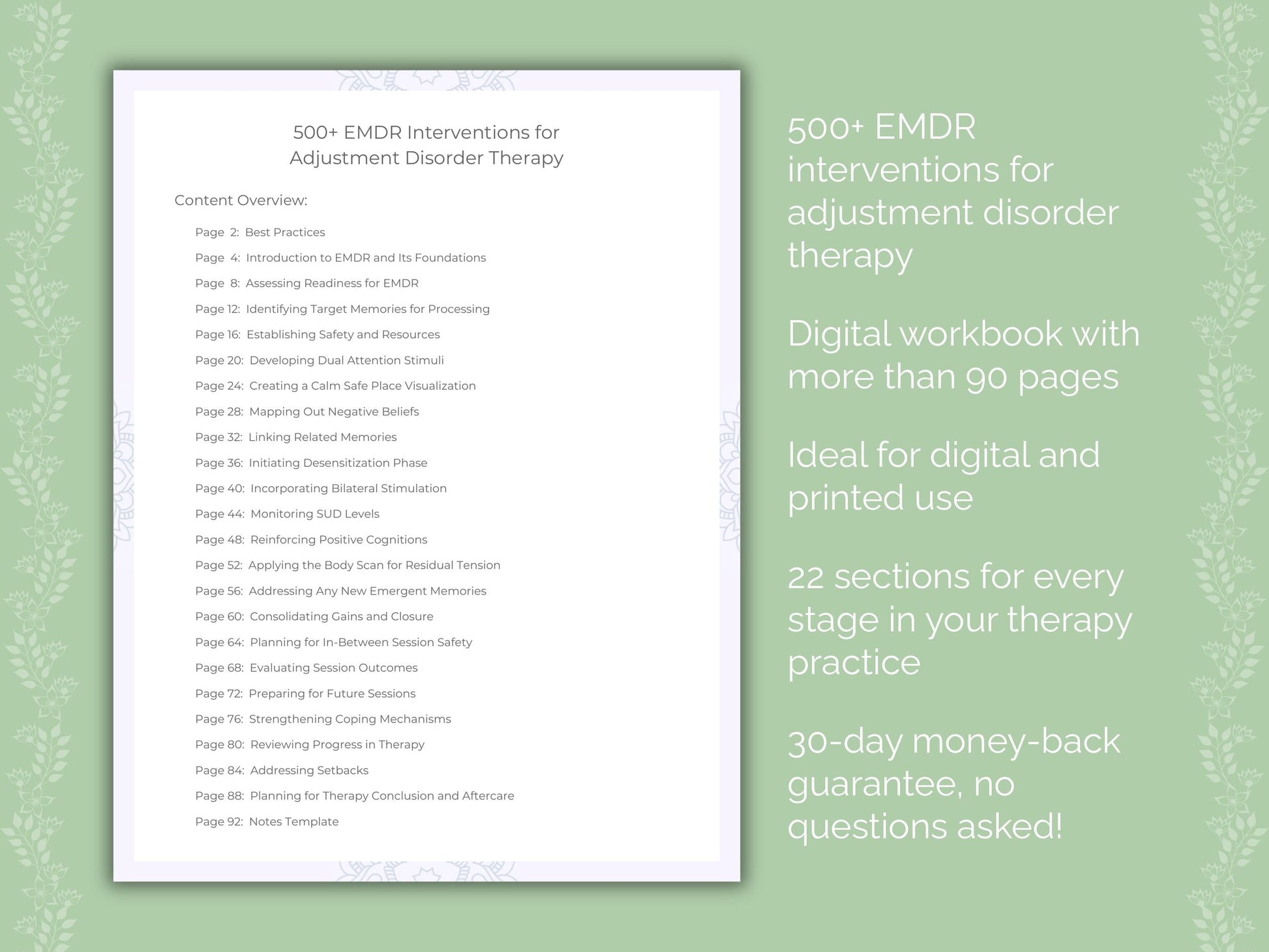 Adjustment Disorder Eye Movement Desensitization and Reprocessing (EMDR) Therapist Worksheets