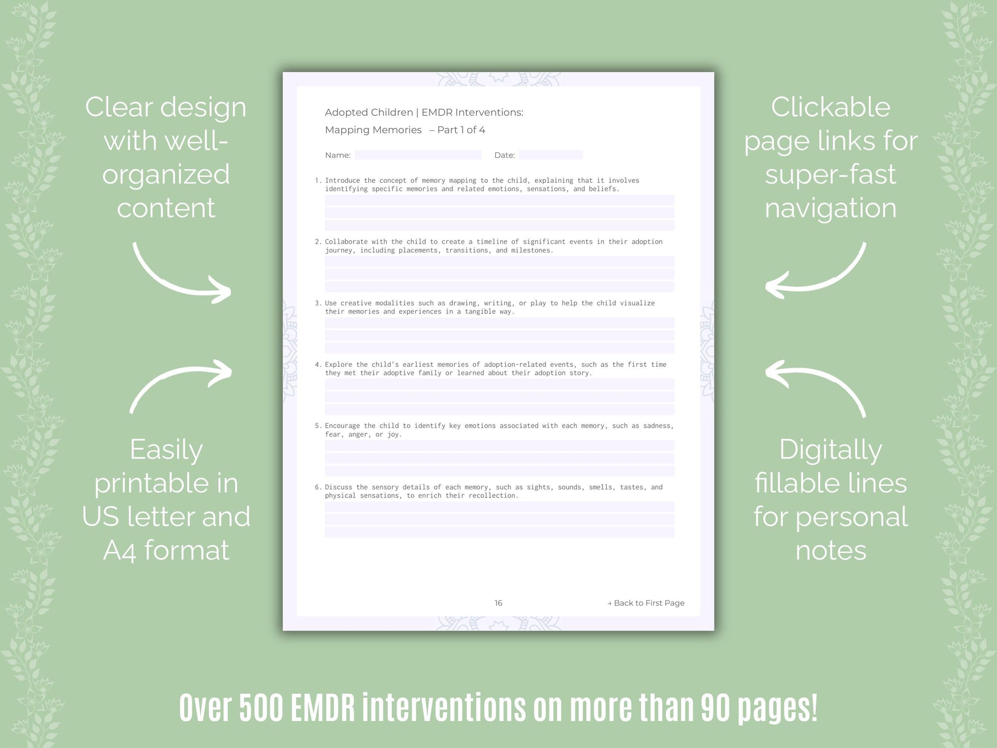 Adopted Children Eye Movement Desensitization and Reprocessing (EMDR) Counseling Templates