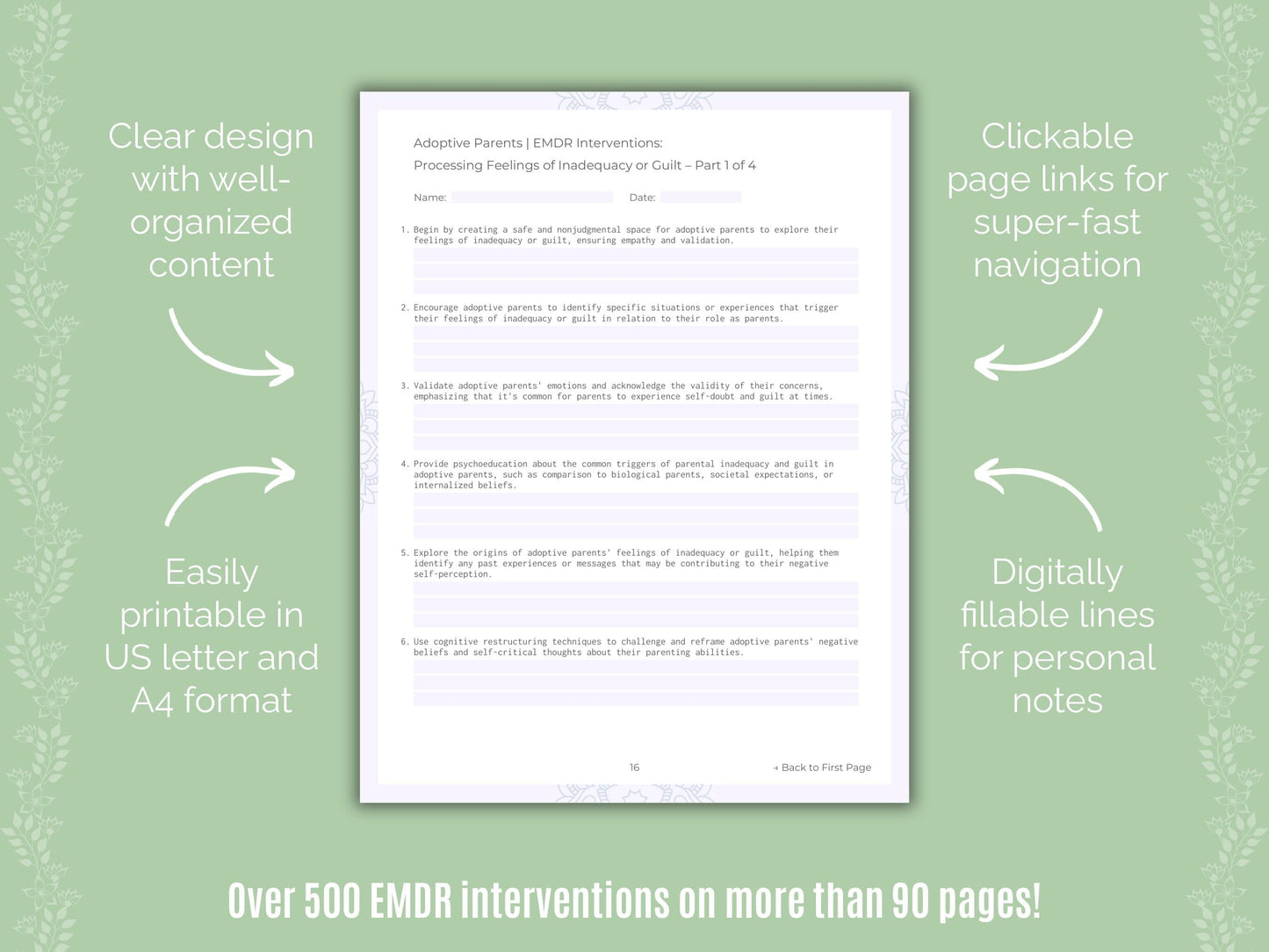 Adoptive Parents Eye Movement Desensitization and Reprocessing (EMDR) Counseling Templates