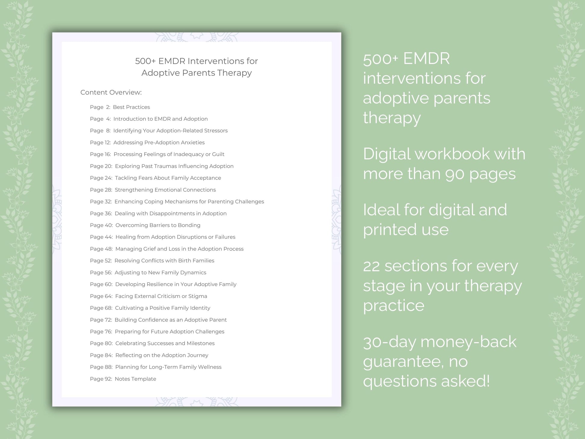 Adoptive Parents Eye Movement Desensitization and Reprocessing (EMDR) Therapist Worksheets