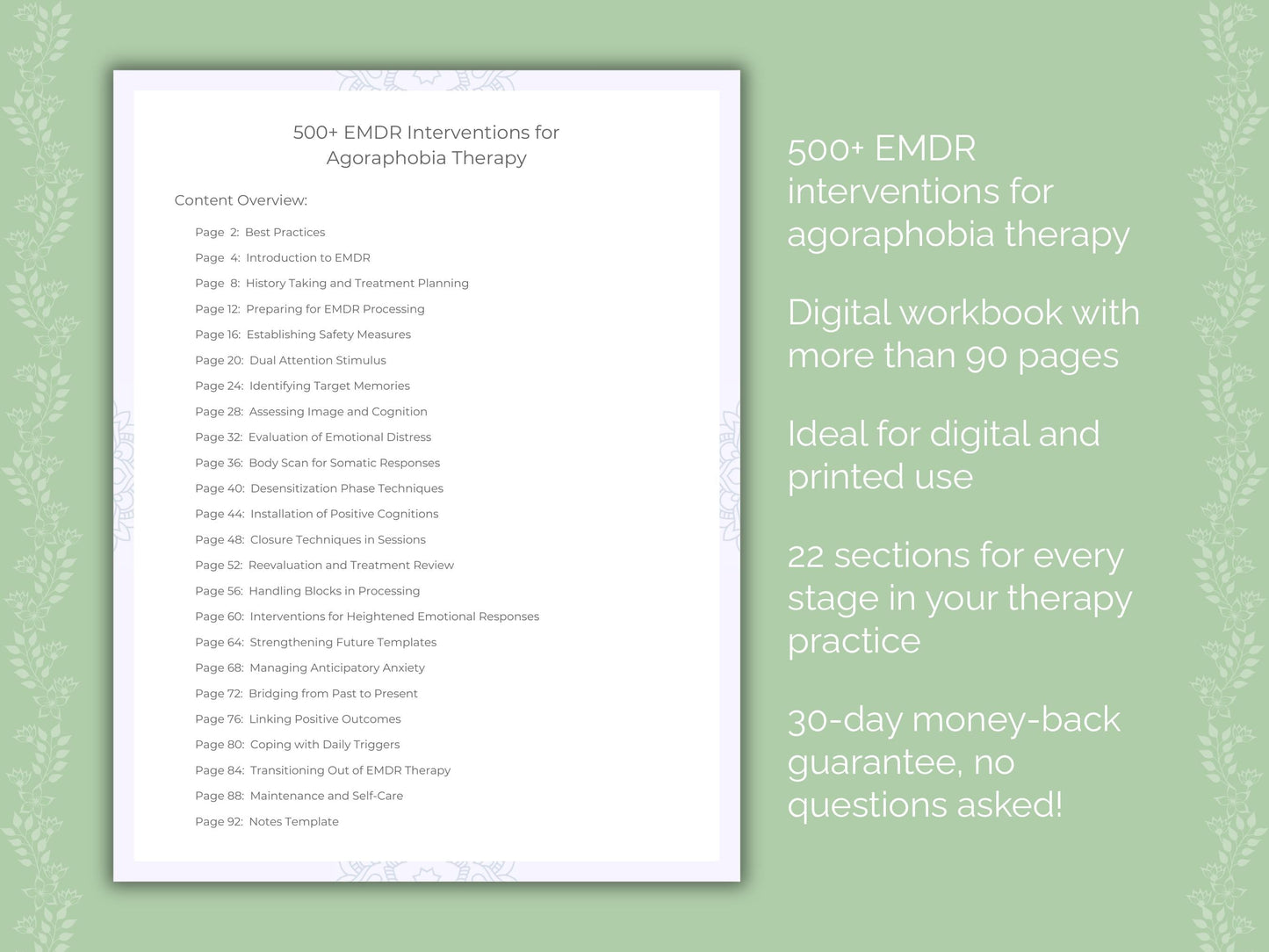 Agoraphobia Eye Movement Desensitization and Reprocessing (EMDR) Therapist Worksheets