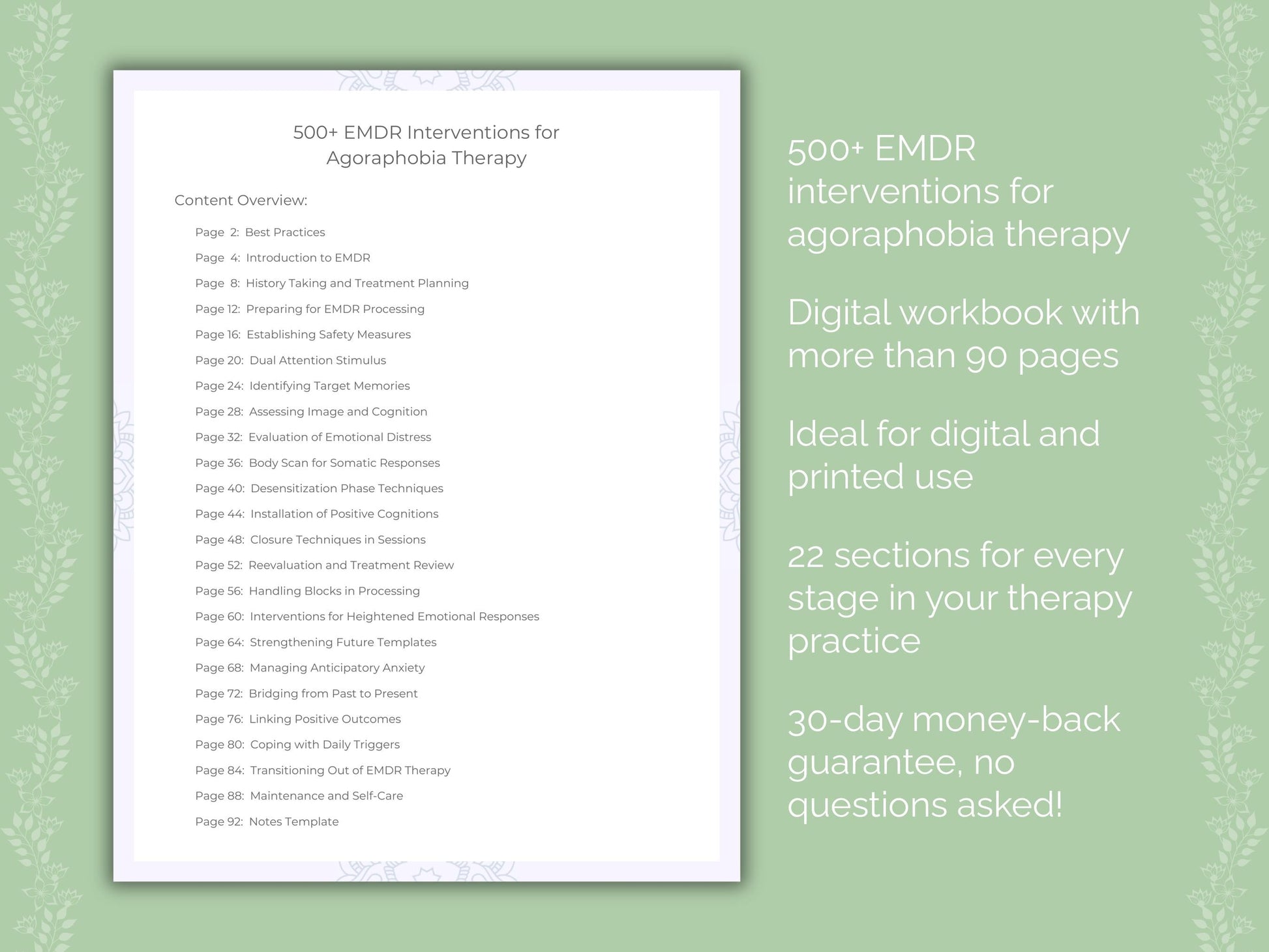 Agoraphobia Eye Movement Desensitization and Reprocessing (EMDR) Therapist Worksheets