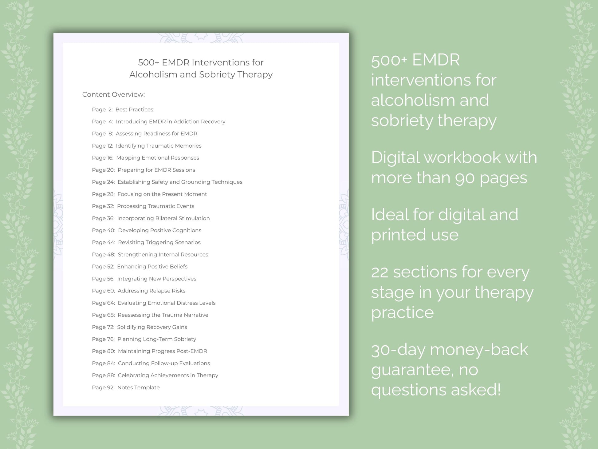 Alcoholism and Sobriety Eye Movement Desensitization and Reprocessing (EMDR) Therapist Worksheets