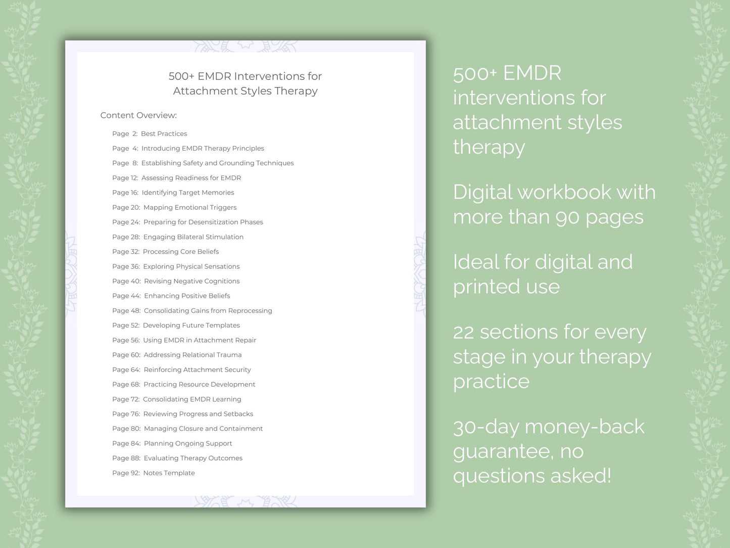 Attachment Styles Eye Movement Desensitization and Reprocessing (EMDR) Therapist Worksheets