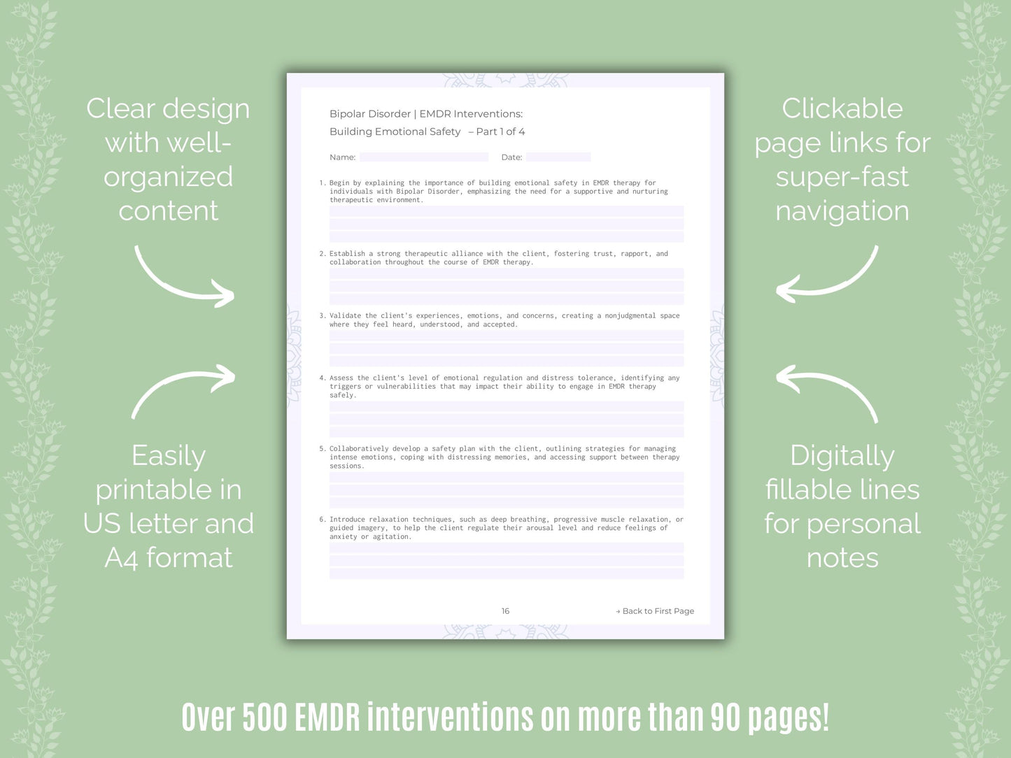 Bipolar Disorder Eye Movement Desensitization and Reprocessing (EMDR) Counseling Templates