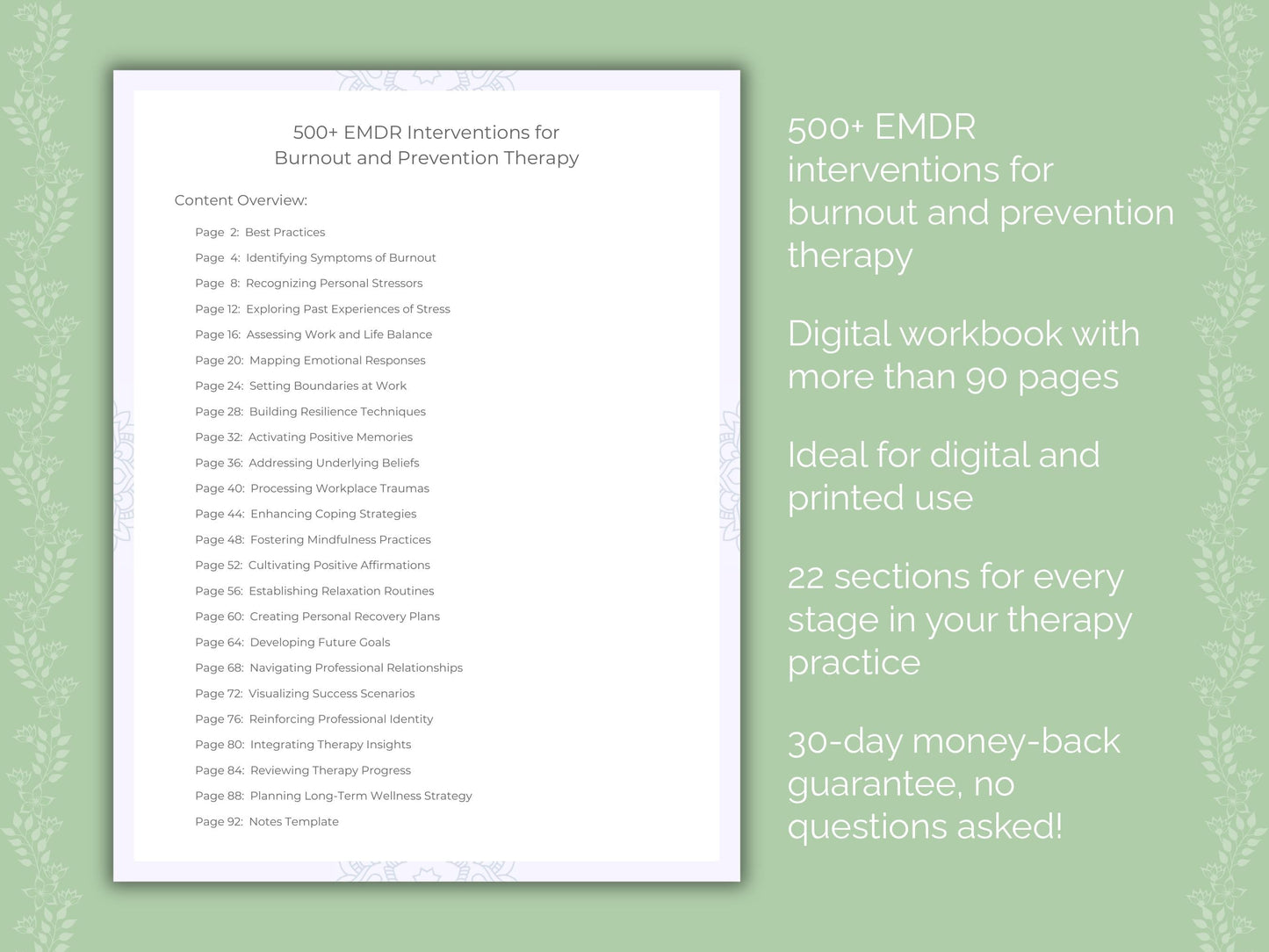 Burnout and Prevention Eye Movement Desensitization and Reprocessing (EMDR) Therapist Worksheets