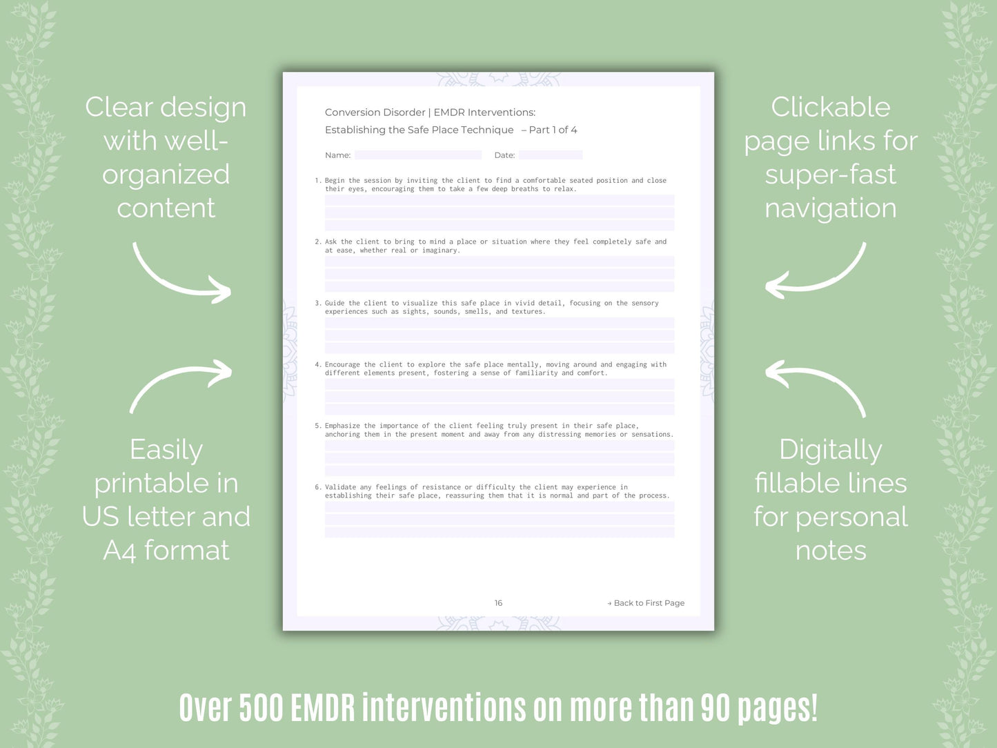 Conversion Disorder Eye Movement Desensitization and Reprocessing (EMDR) Counseling Templates