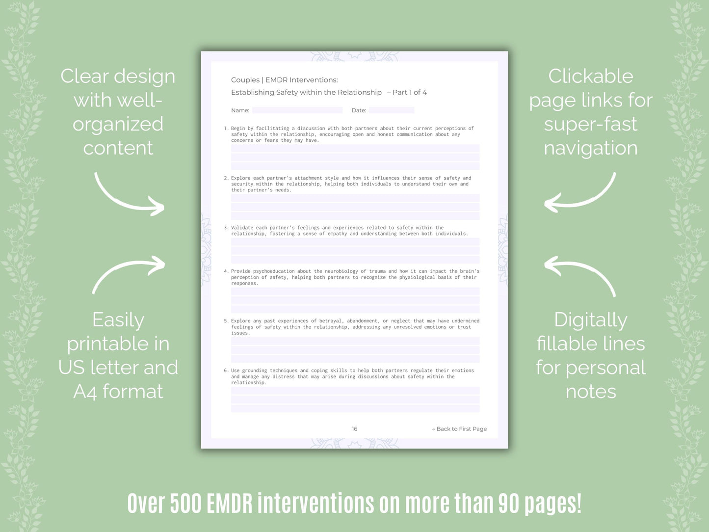 Couples Eye Movement Desensitization and Reprocessing (EMDR) Counseling Templates