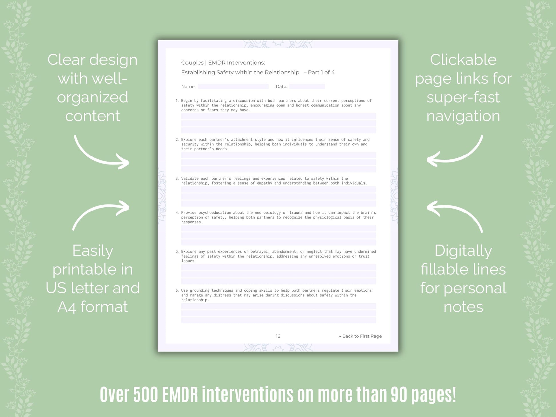 Couples Eye Movement Desensitization and Reprocessing (EMDR) Counseling Templates