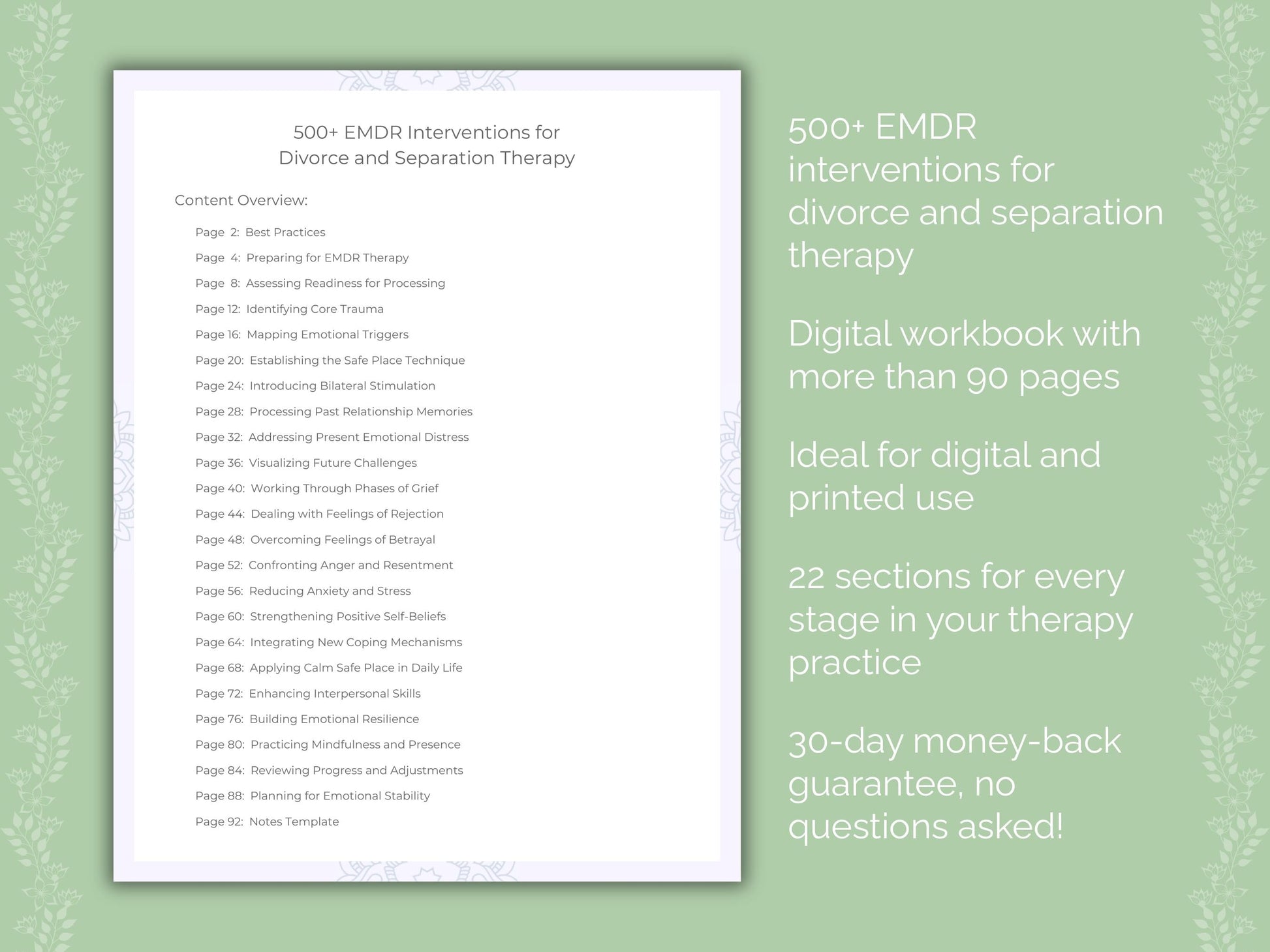 Divorce and Separation Eye Movement Desensitization and Reprocessing (EMDR) Therapist Worksheets