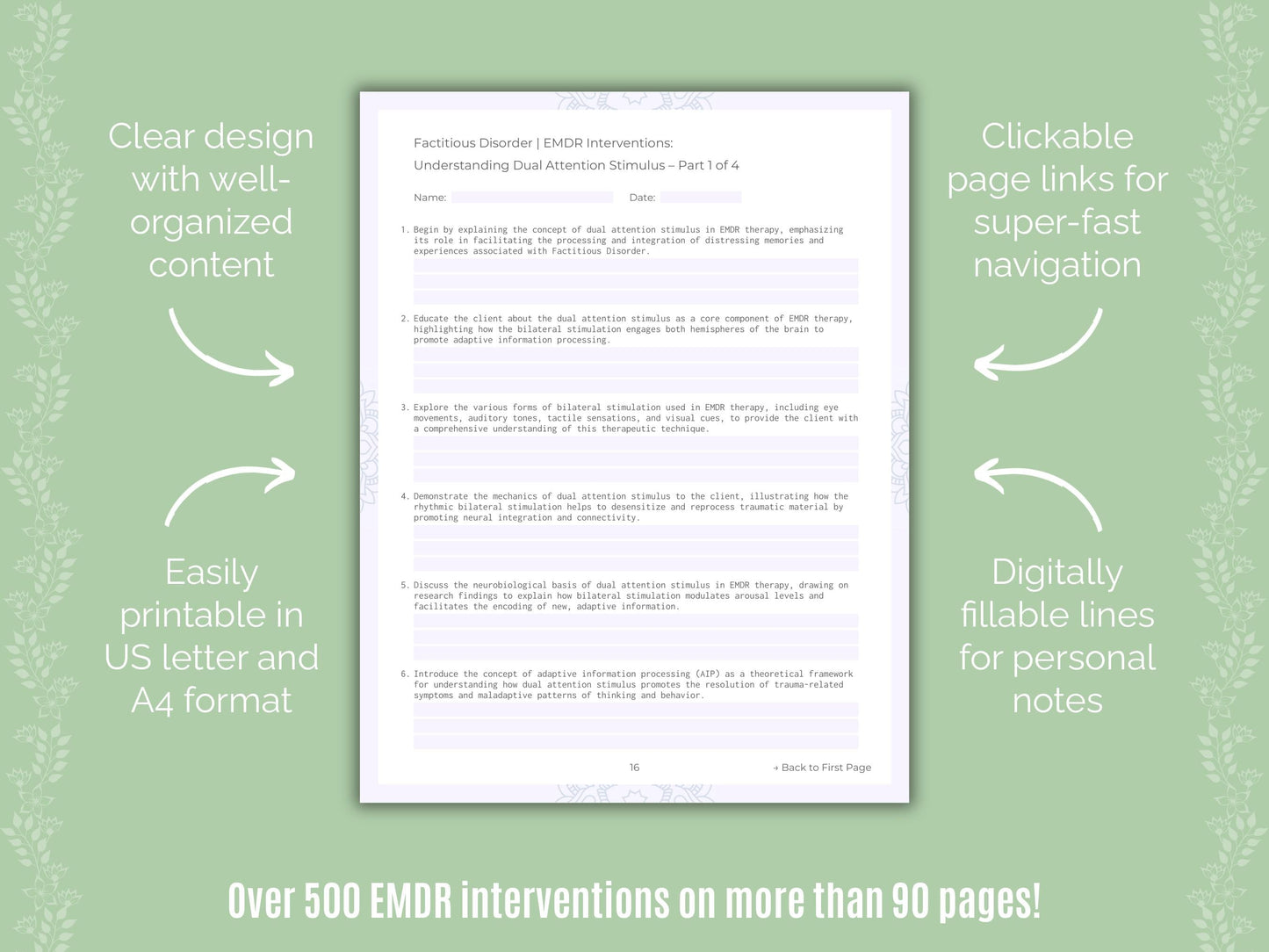 Factitious Disorder Eye Movement Desensitization and Reprocessing (EMDR) Counseling Templates