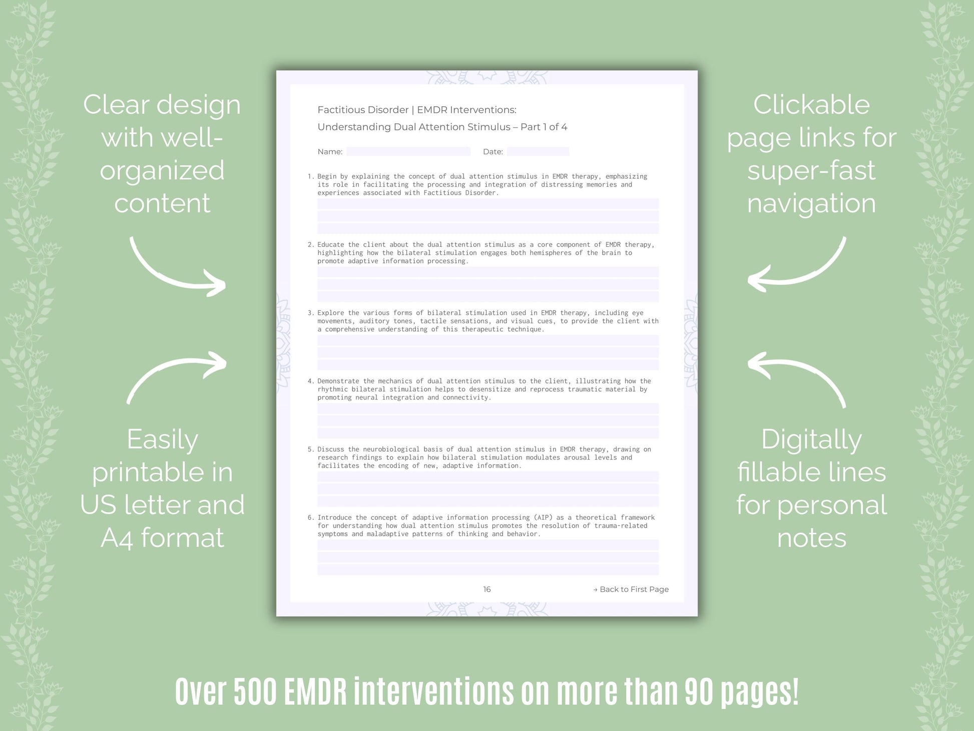 Factitious Disorder Eye Movement Desensitization and Reprocessing (EMDR) Counseling Templates