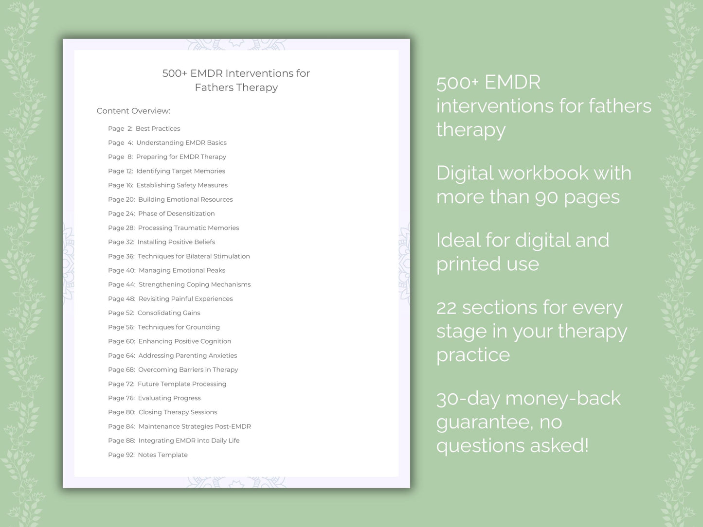 Fathers Eye Movement Desensitization and Reprocessing (EMDR) Therapist Worksheets