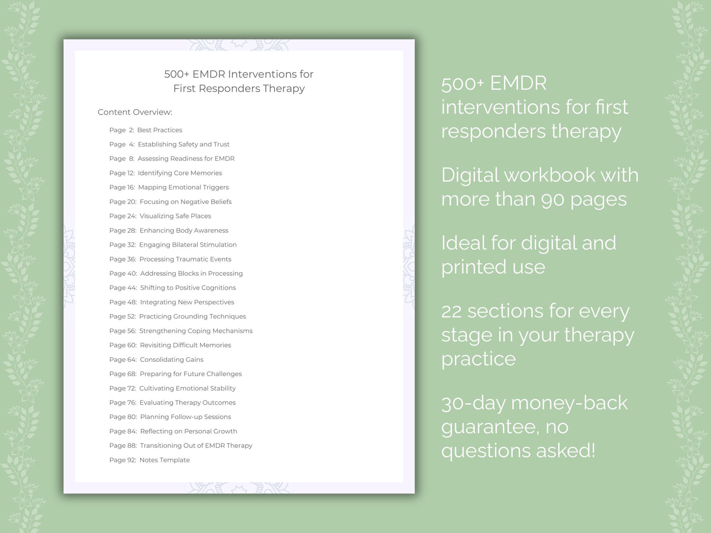 First Responders Eye Movement Desensitization and Reprocessing (EMDR) Therapist Worksheets