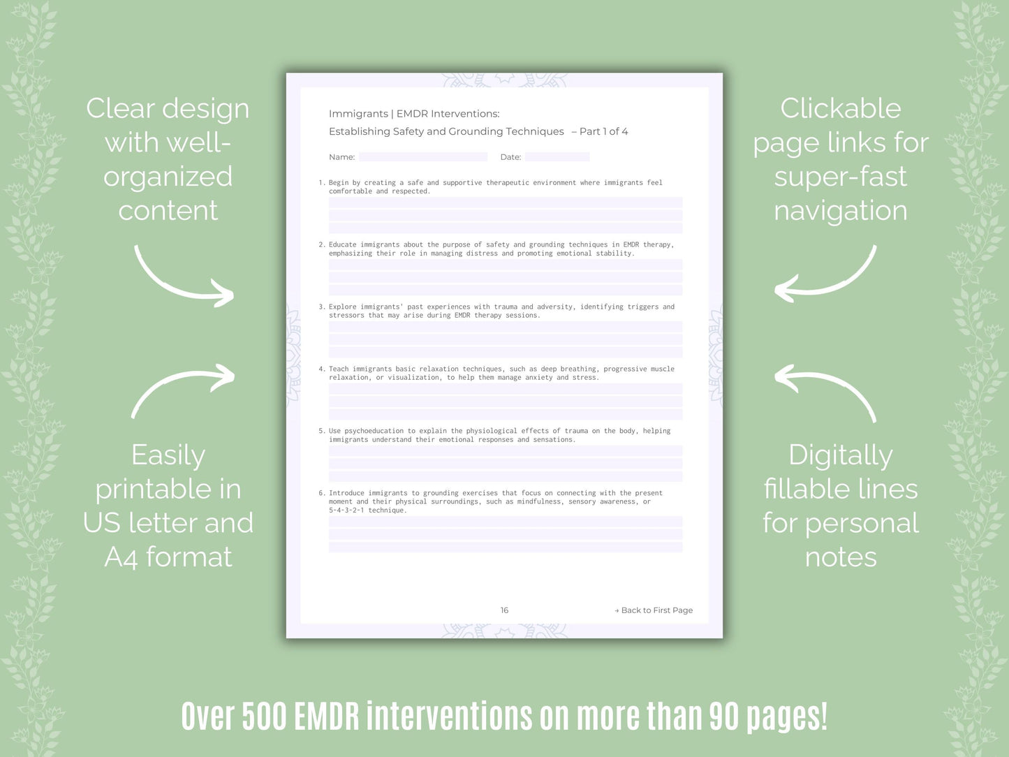 Immigrants Eye Movement Desensitization and Reprocessing (EMDR) Counseling Templates