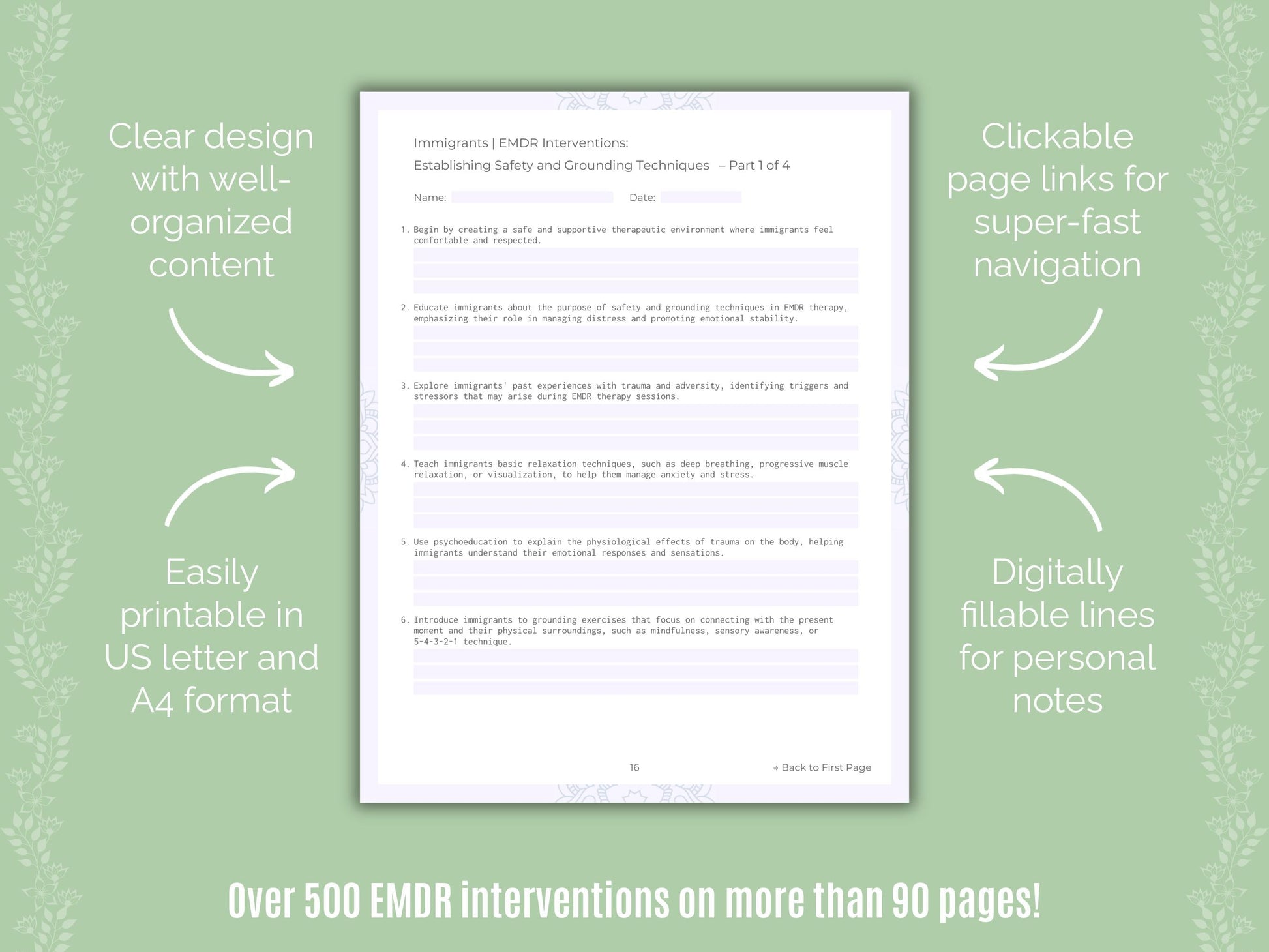 Immigrants Eye Movement Desensitization and Reprocessing (EMDR) Counseling Templates