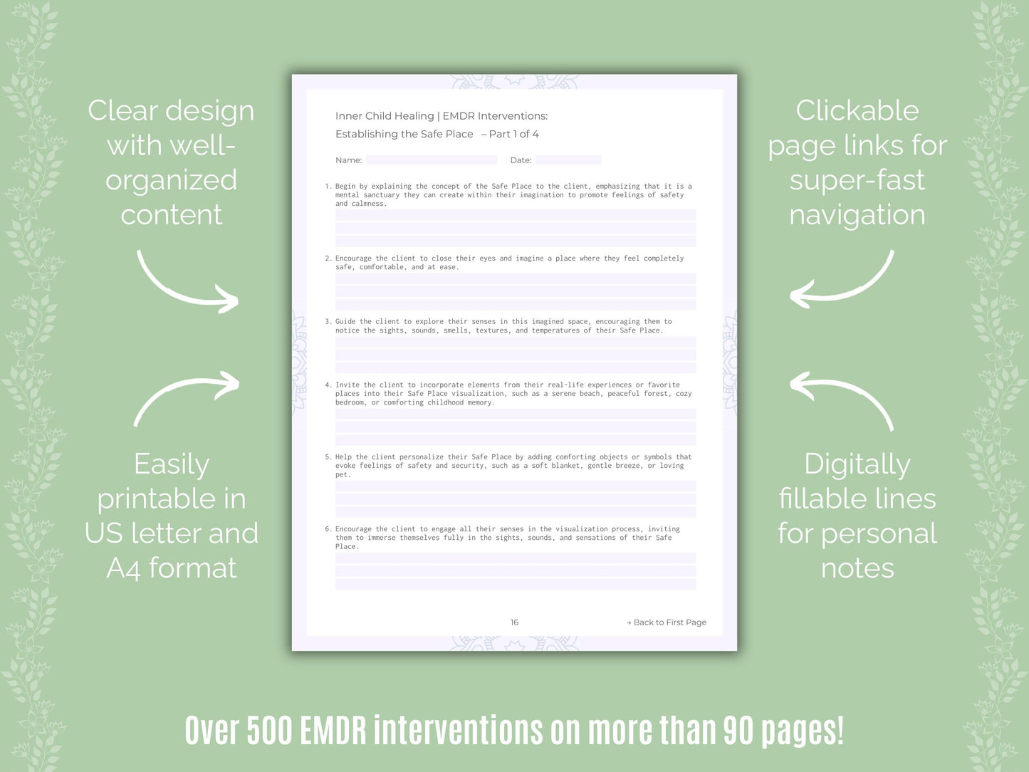 Inner Child Healing Eye Movement Desensitization and Reprocessing (EMDR) Counseling Templates