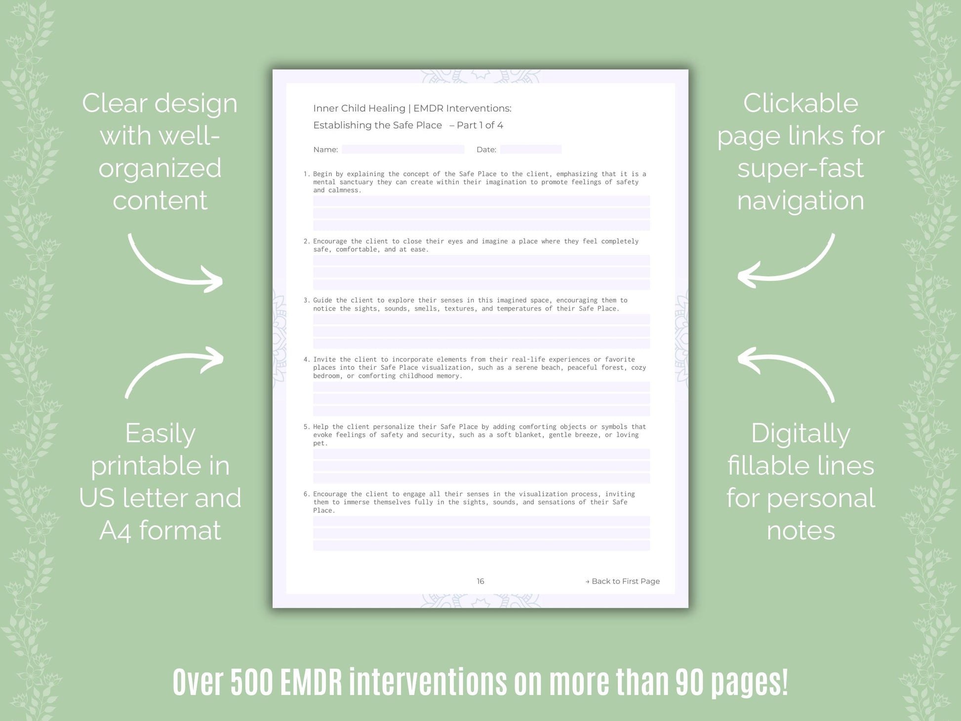 Inner Child Healing Eye Movement Desensitization and Reprocessing (EMDR) Counseling Templates