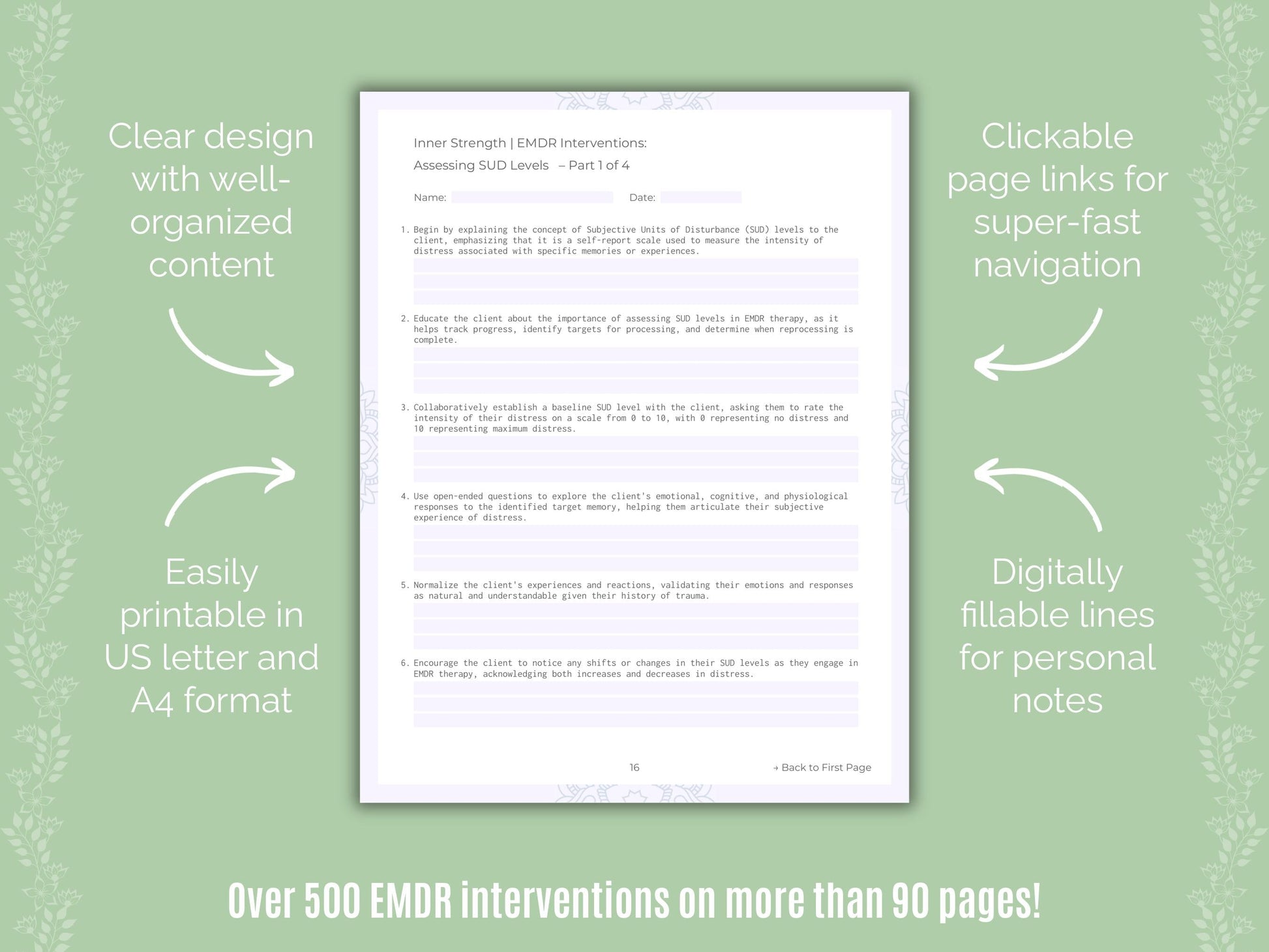 Inner Strength Eye Movement Desensitization and Reprocessing (EMDR) Counseling Templates