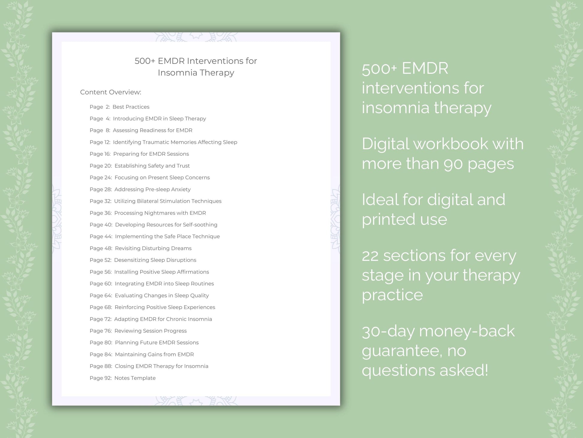 Insomnia Eye Movement Desensitization and Reprocessing (EMDR) Therapist Worksheets