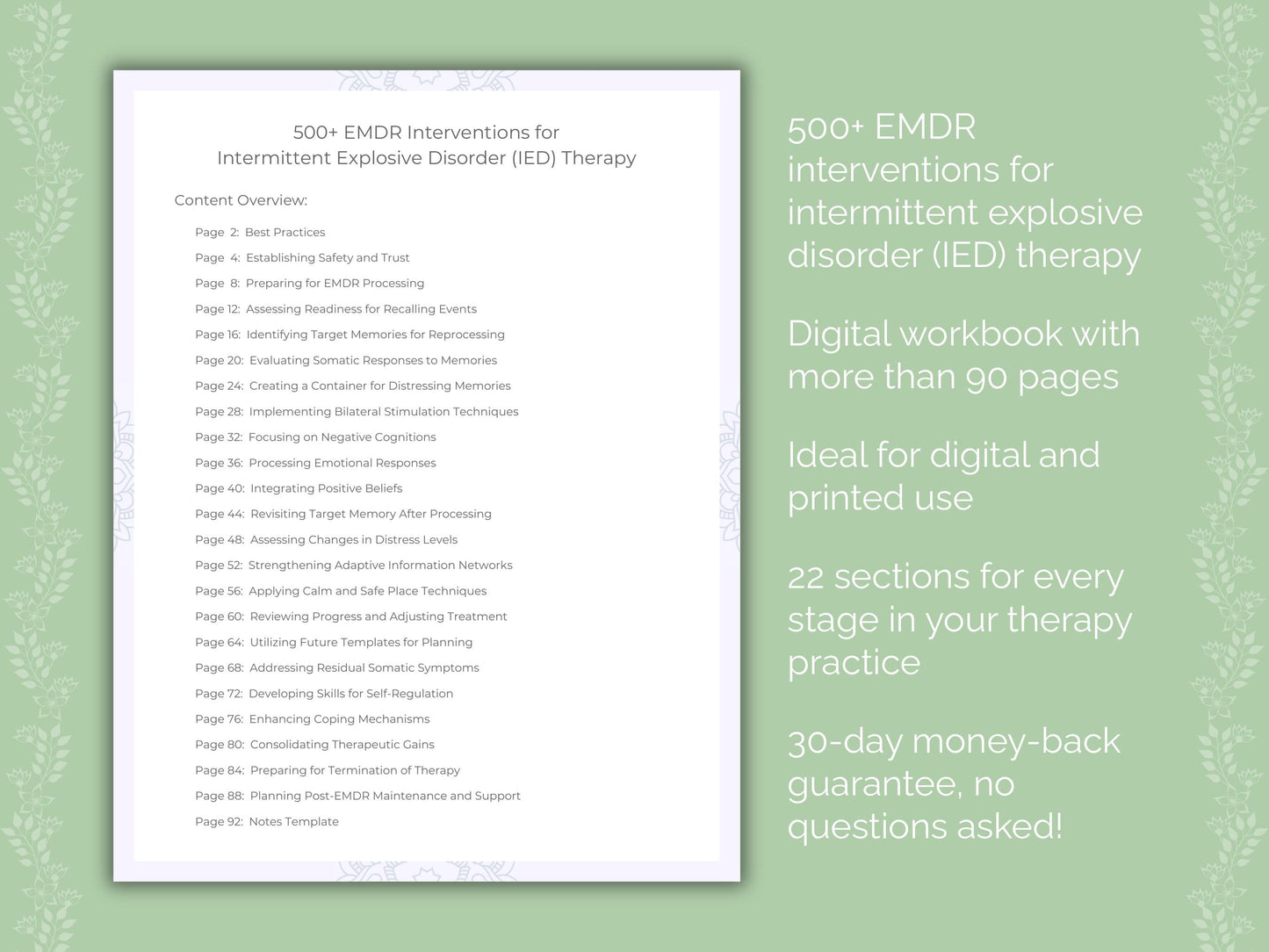 Intermittent Explosive Disorder (IED) Eye Movement Desensitization and Reprocessing (EMDR) Therapist Worksheets