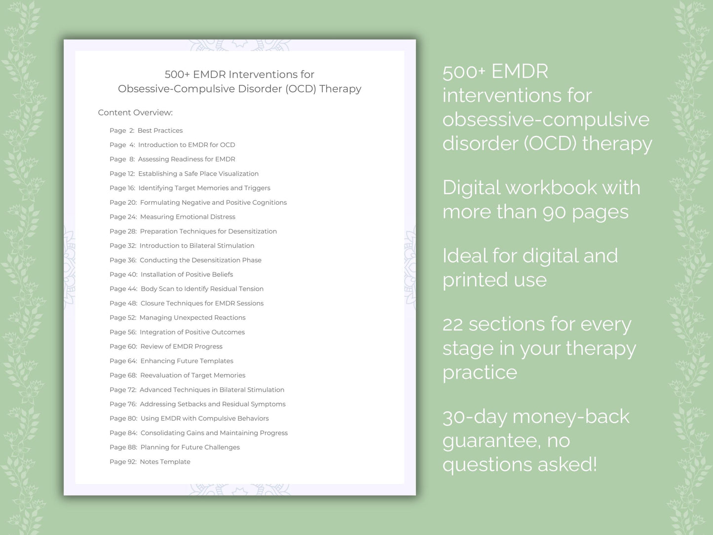 Obsessive-Compulsive Disorder (OCD) Eye Movement Desensitization and Reprocessing (EMDR) Therapist Worksheets