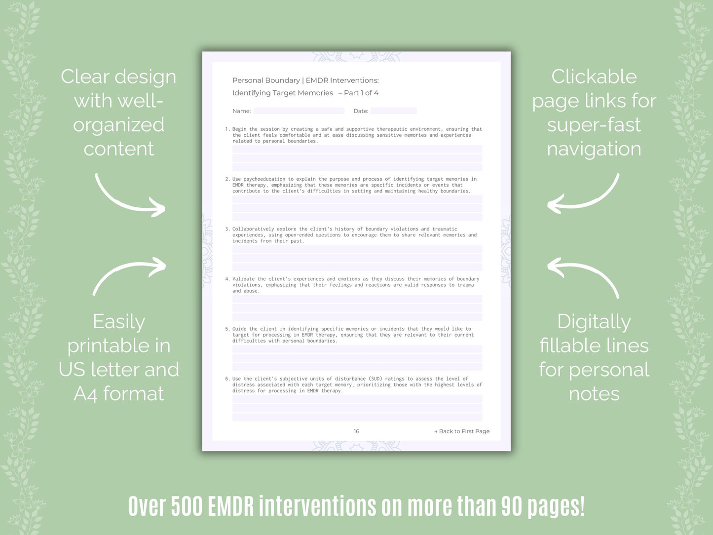 Personal Boundary Eye Movement Desensitization and Reprocessing (EMDR) Counseling Templates