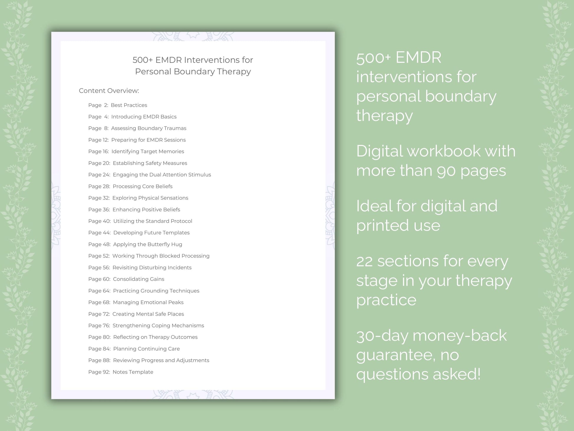 Personal Boundary Eye Movement Desensitization and Reprocessing (EMDR) Therapist Worksheets