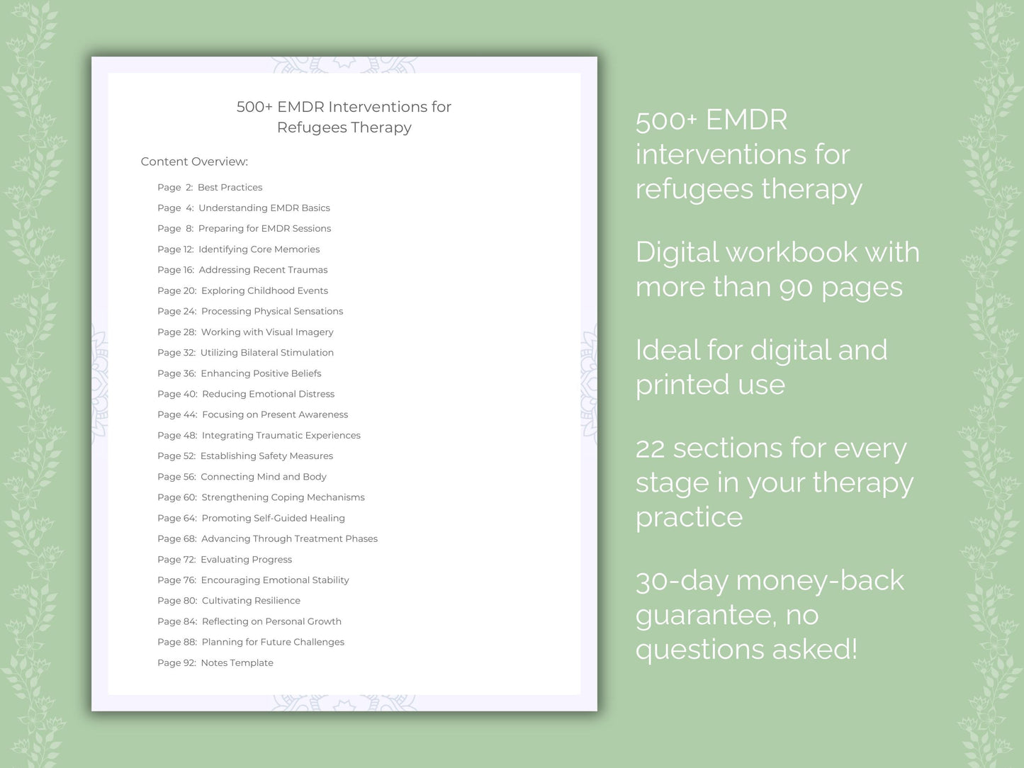 Refugees Eye Movement Desensitization and Reprocessing (EMDR) Therapist Worksheets