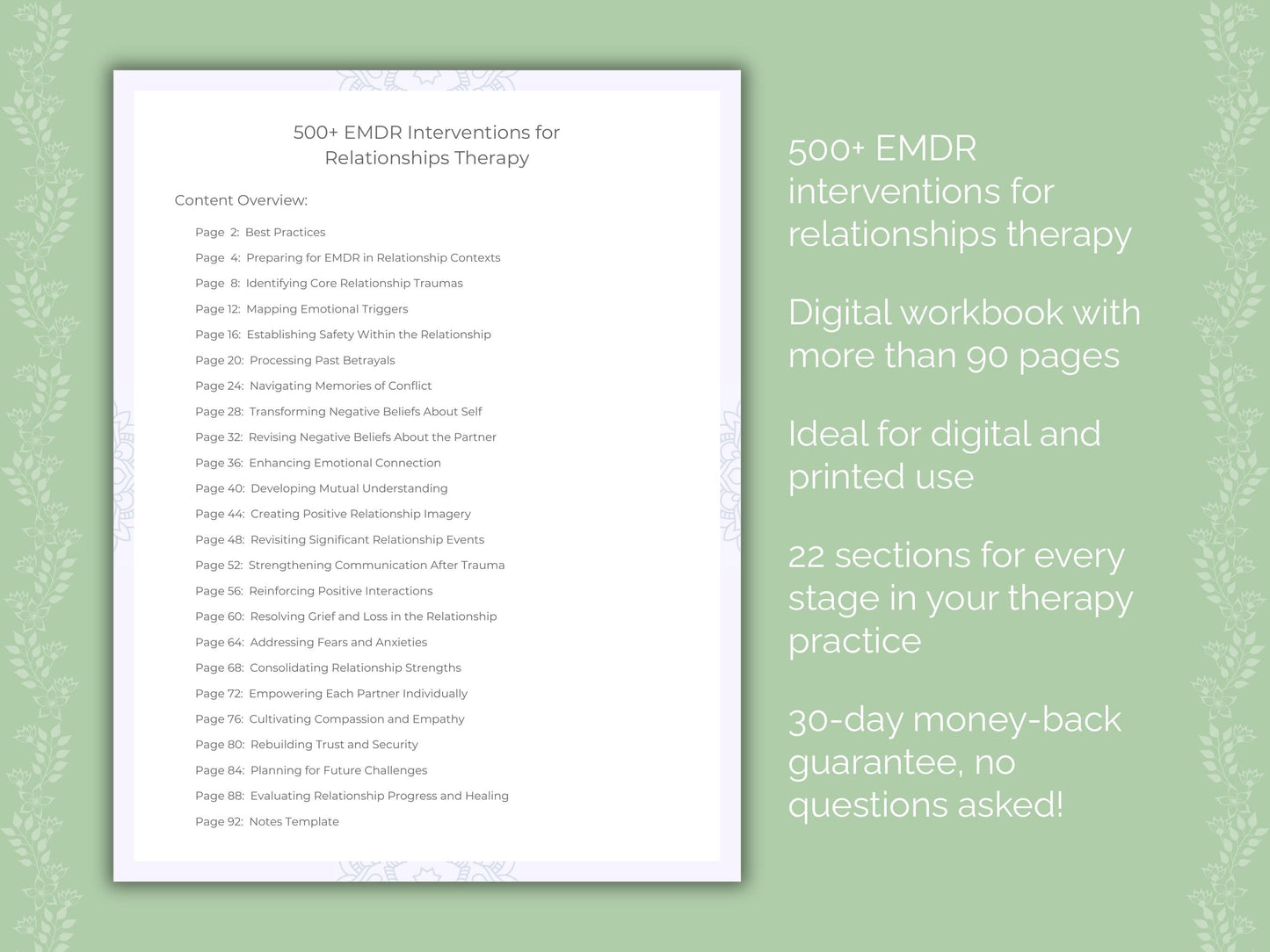 Relationships Eye Movement Desensitization and Reprocessing (EMDR) Therapist Worksheets