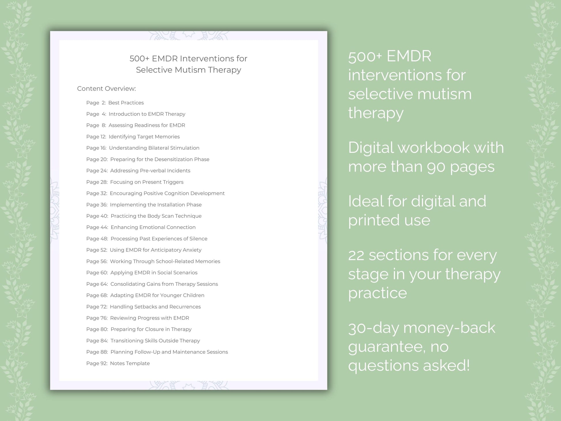 Selective Mutism Eye Movement Desensitization and Reprocessing (EMDR) Therapist Worksheets