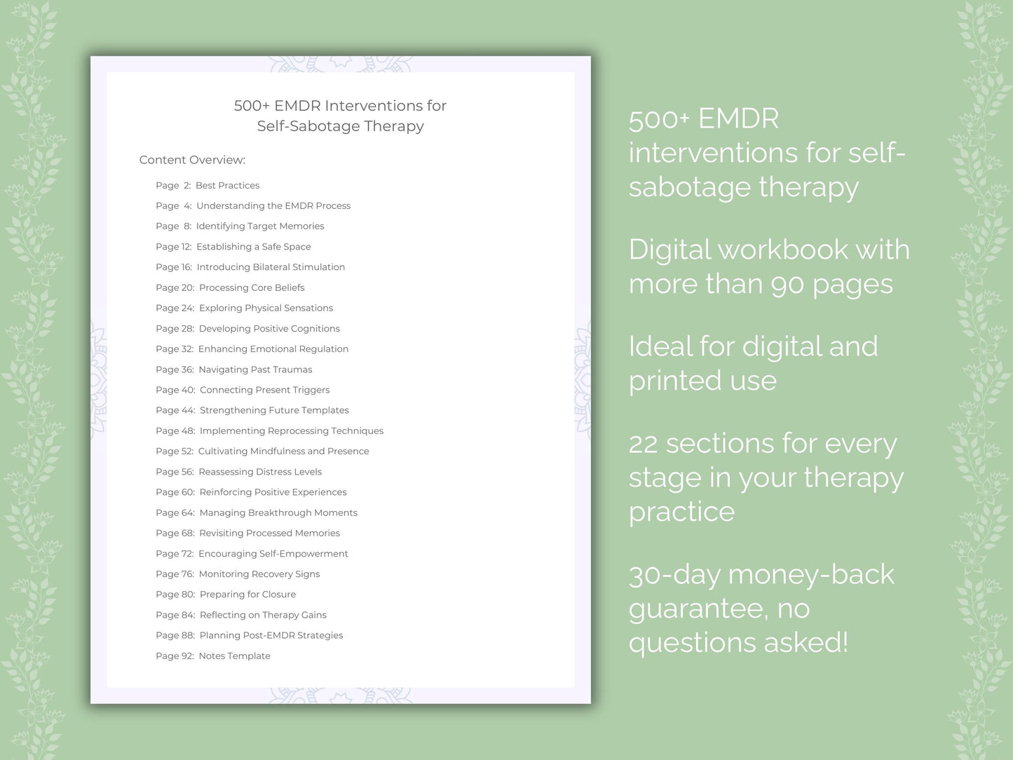 Self-Sabotage Eye Movement Desensitization and Reprocessing (EMDR) Therapist Worksheets