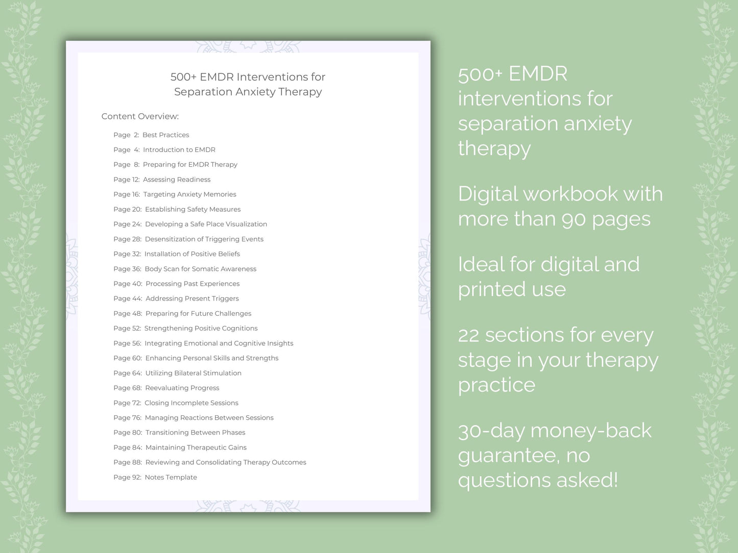 Separation Anxiety Eye Movement Desensitization and Reprocessing (EMDR) Therapist Worksheets