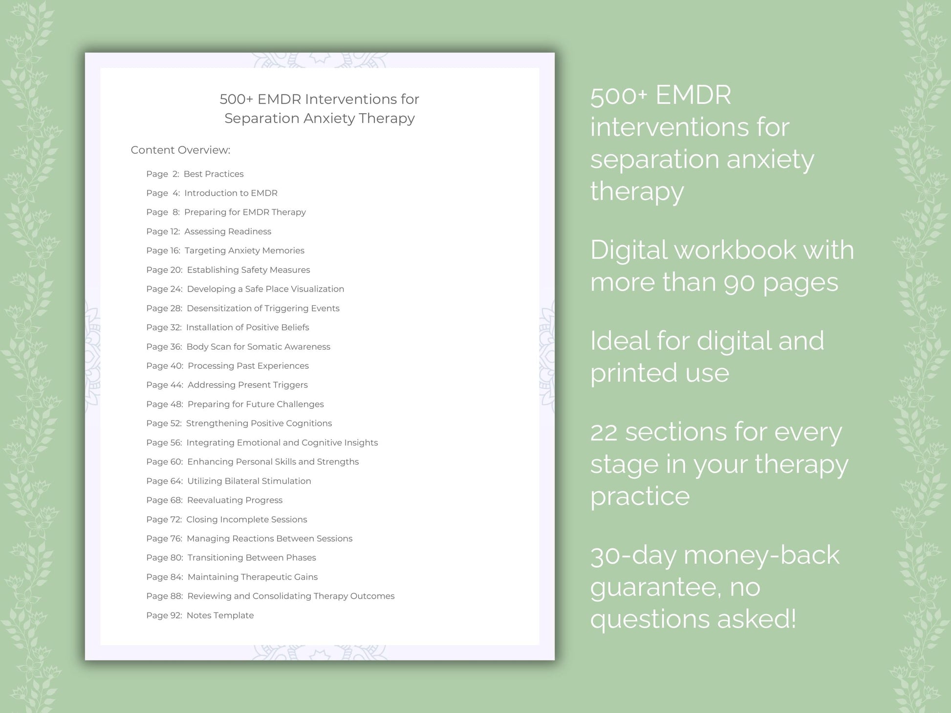 Separation Anxiety Eye Movement Desensitization and Reprocessing (EMDR) Therapist Worksheets