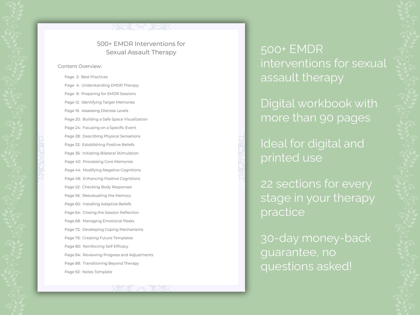 Sexual Assault Eye Movement Desensitization and Reprocessing (EMDR) Therapist Worksheets