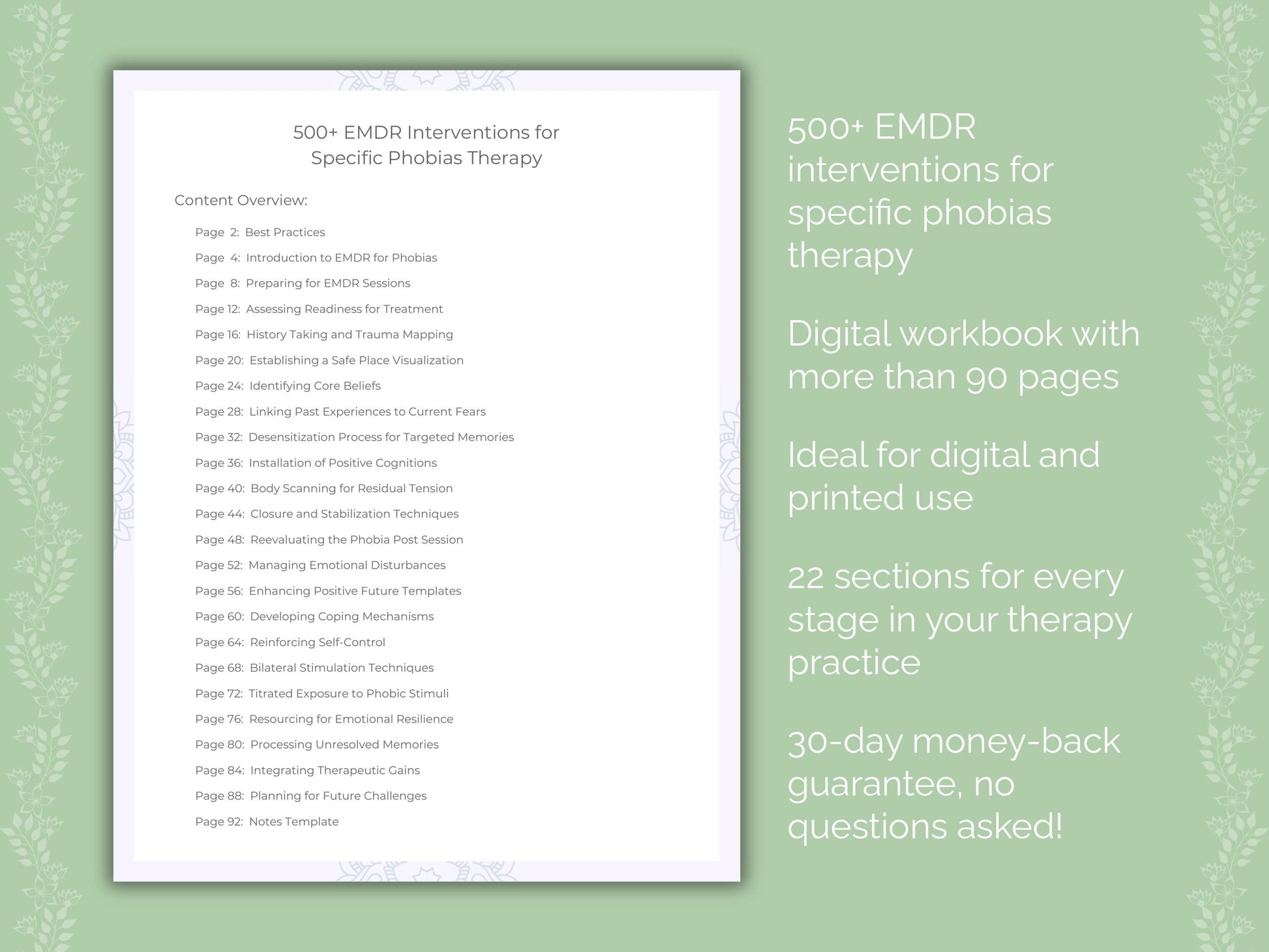 Specific Phobias Eye Movement Desensitization and Reprocessing (EMDR) Therapist Worksheets