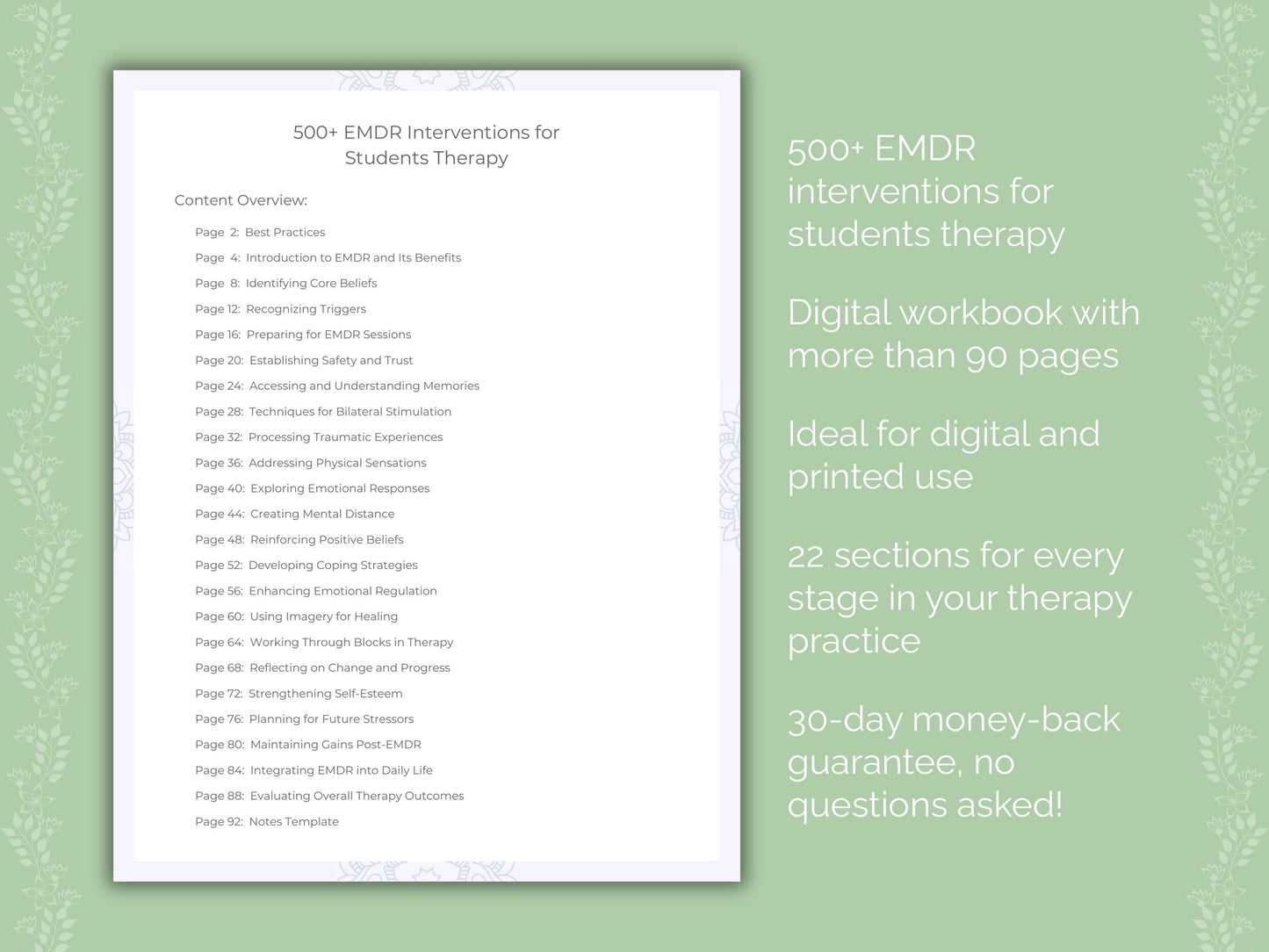 Students Eye Movement Desensitization and Reprocessing (EMDR) Therapist Worksheets