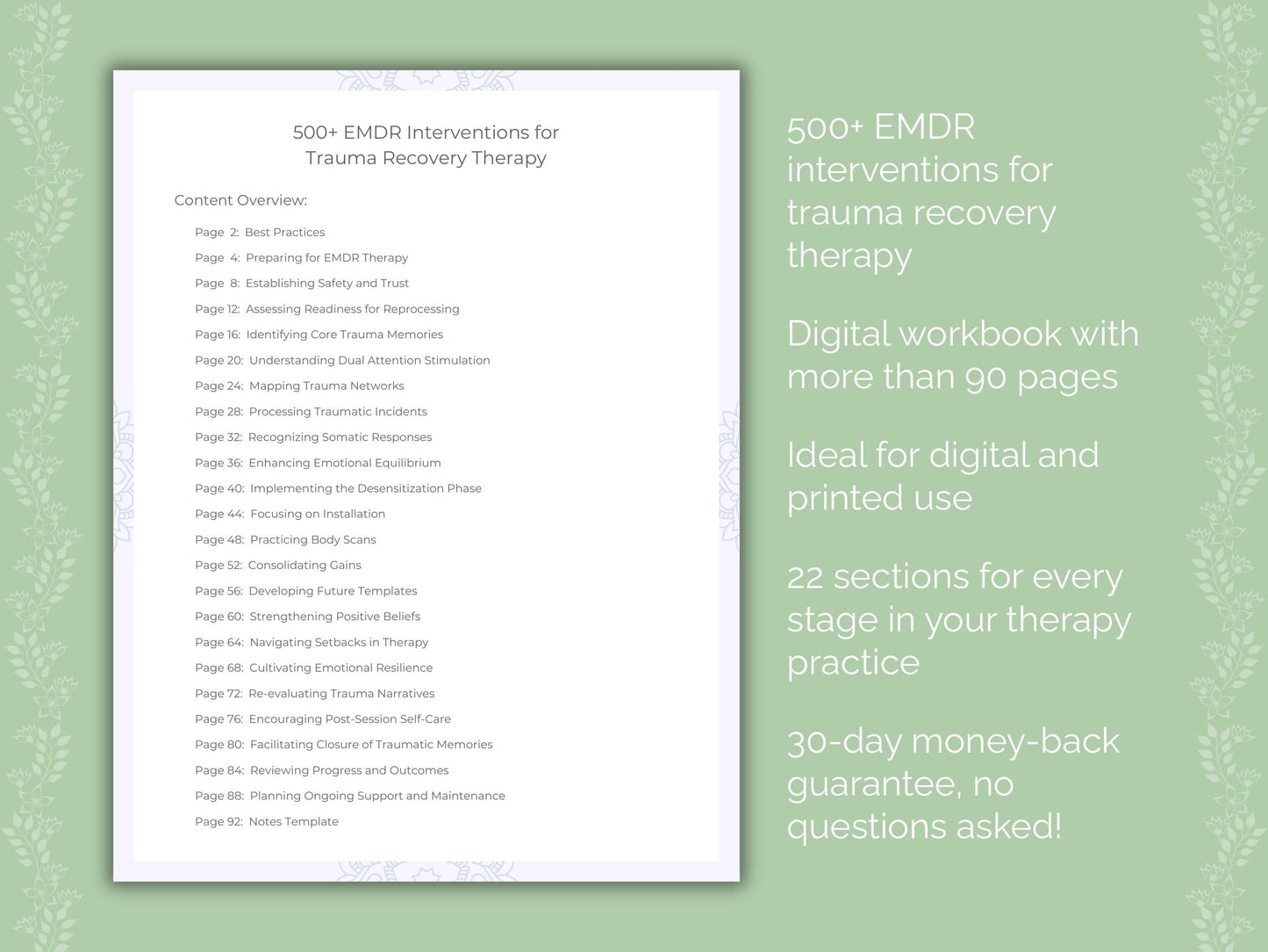 Trauma Recovery Eye Movement Desensitization and Reprocessing (EMDR) Therapist Worksheets