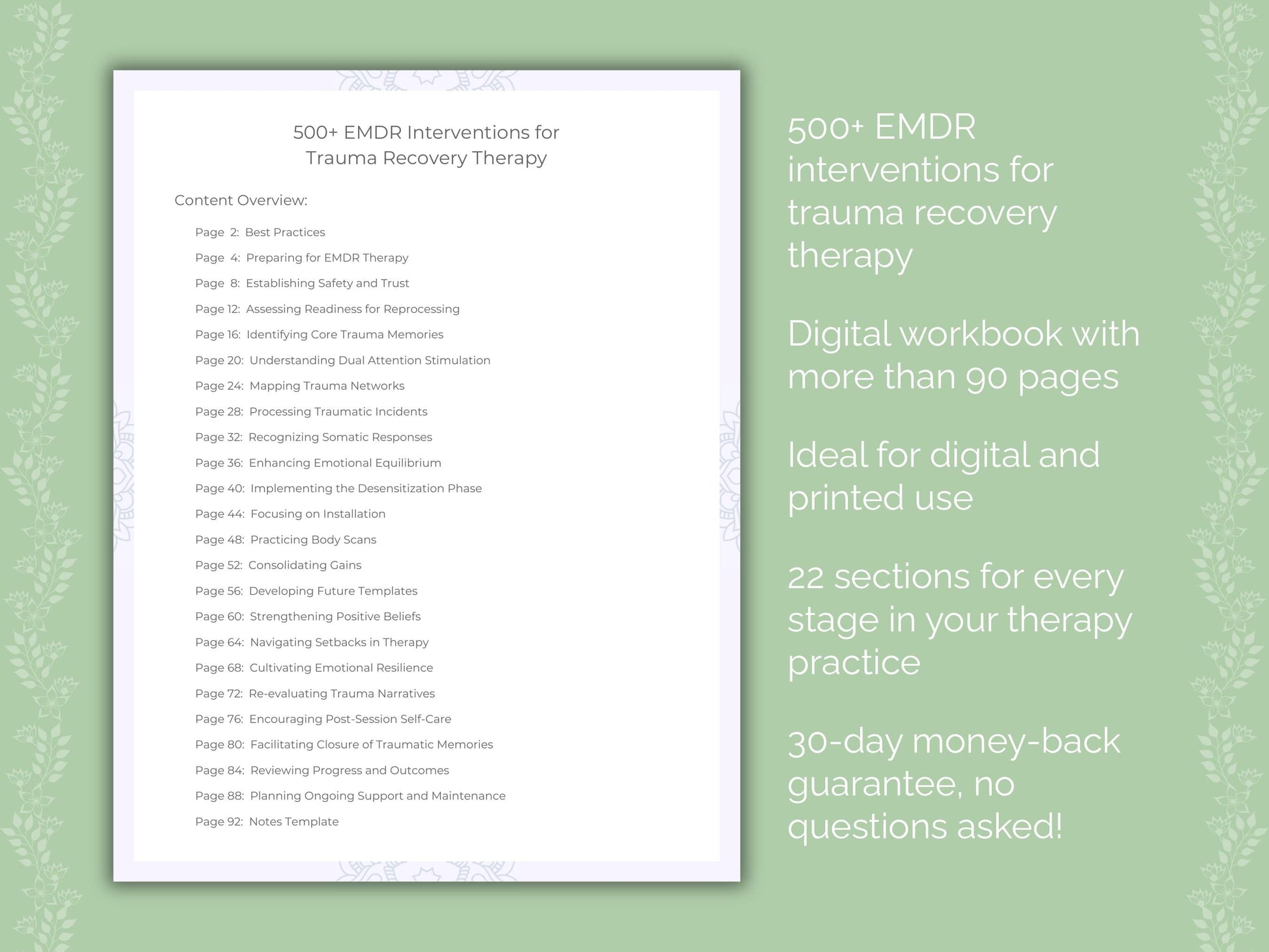 Trauma Recovery Eye Movement Desensitization and Reprocessing (EMDR) Therapist Worksheets